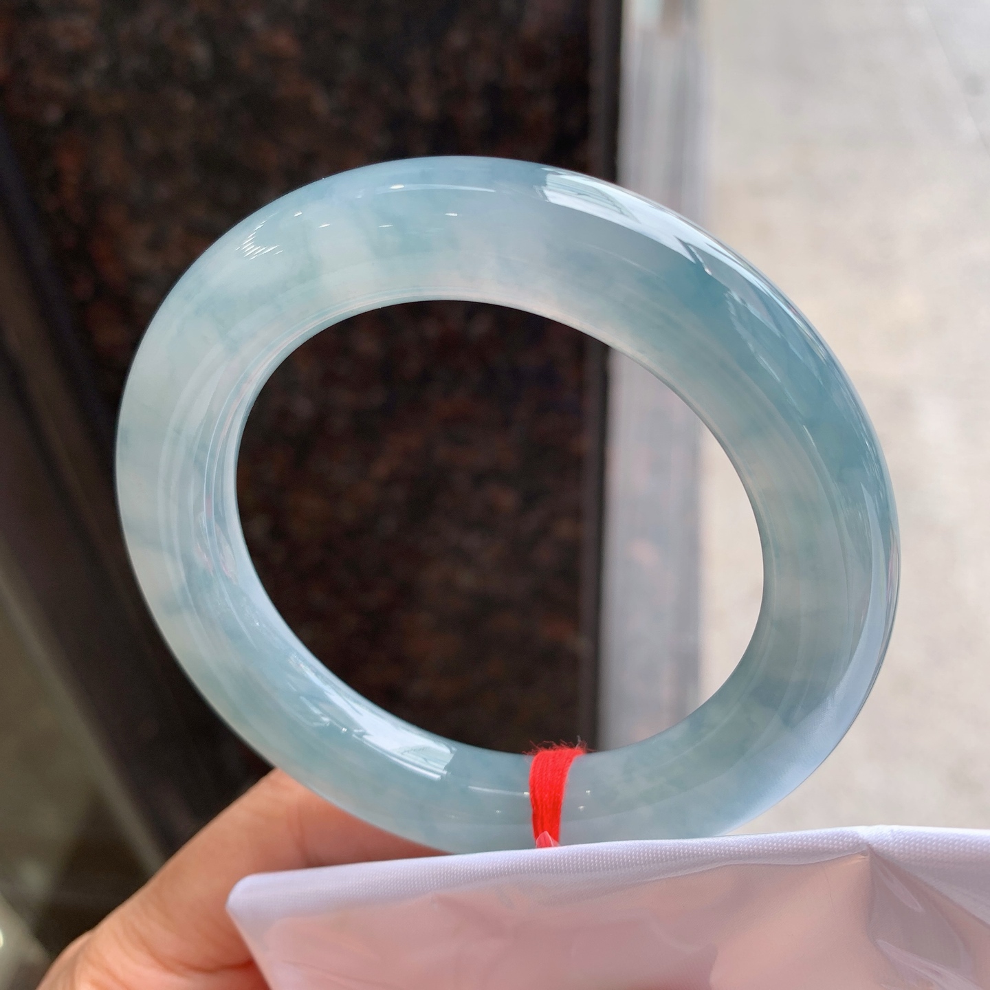 圆条蓝紫飘花，有纹，冰润