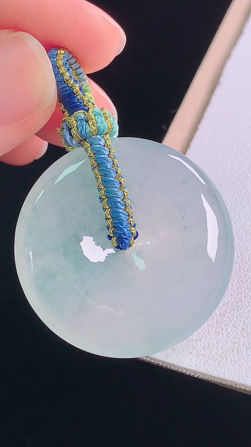 冰飘花平安扣，无裂，尺寸32.2-5.9mm