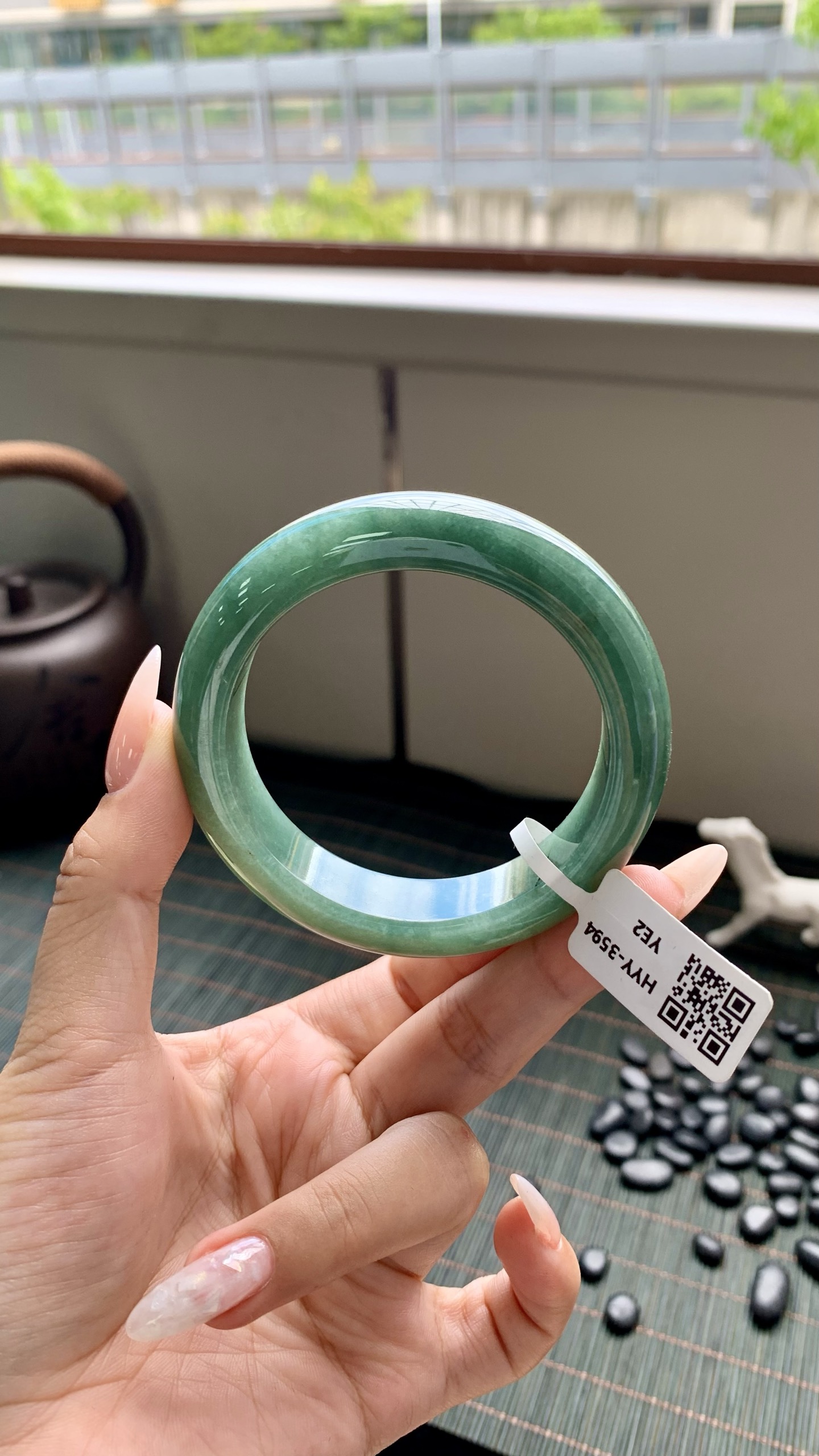 宽版湖水绿正圈成品 HYY-3594 尺寸：55-14-9.5