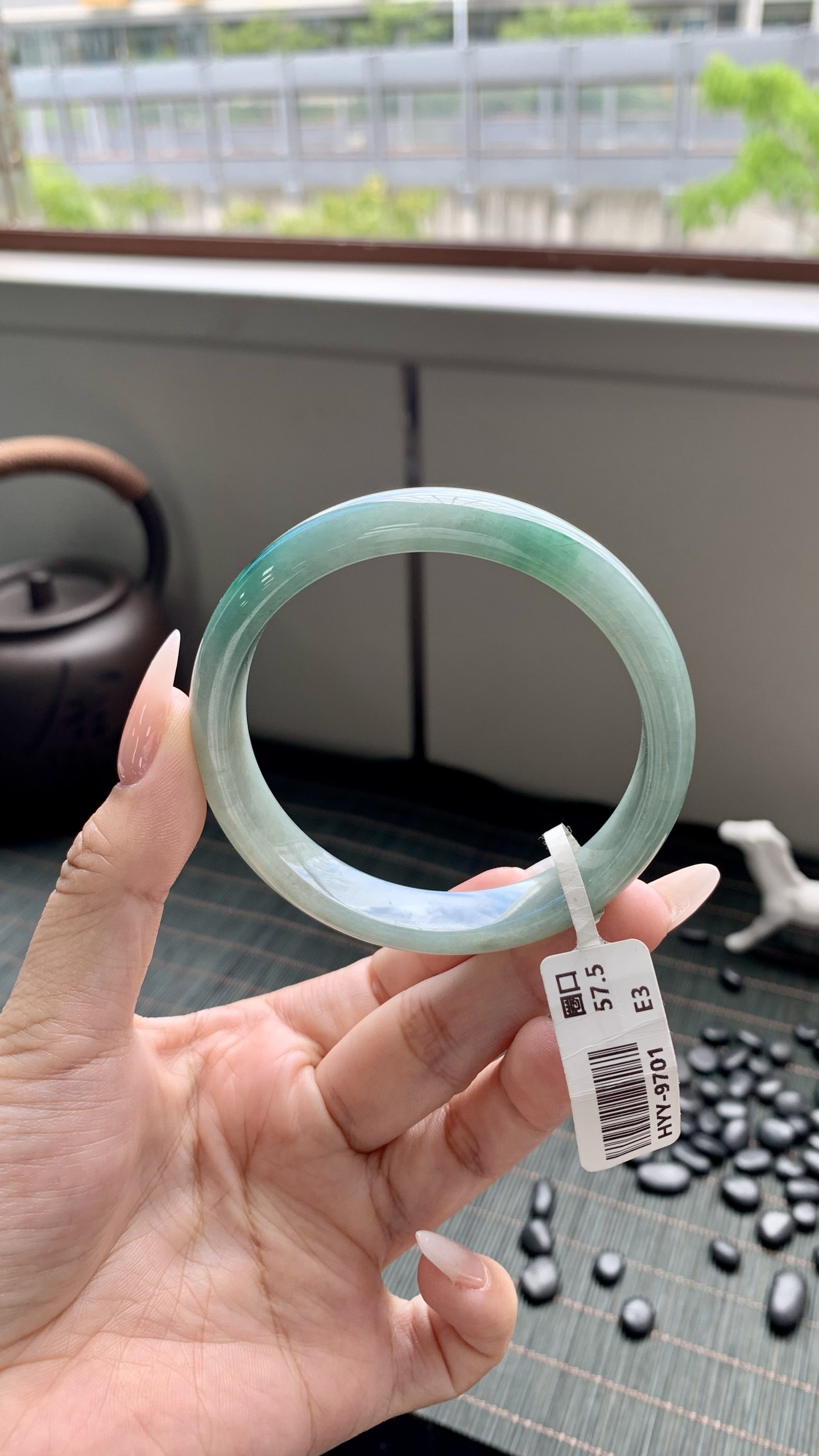 湖水绿飘花正圈成品,HYY-9701,尺寸：58-12-7