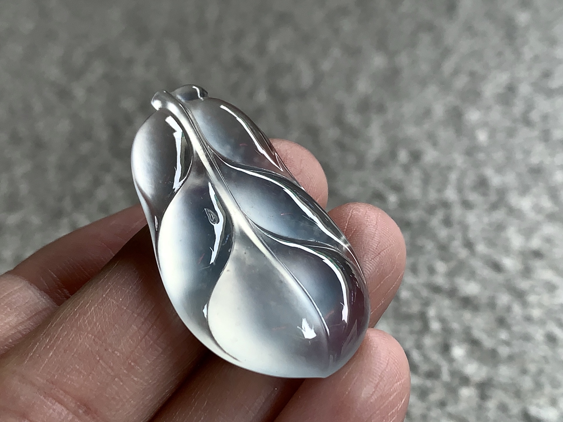 玻璃种福叶，尺寸：39.3×21.2×4.8，玉叶承福，温润传世