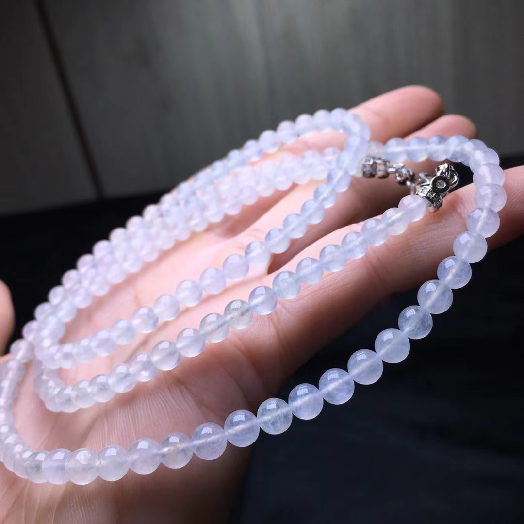 ️ 冰种珠链，卡4.4～5.3mm，133颗，种好，玉质细腻，均匀，冰透水润，通透，颗颗精选