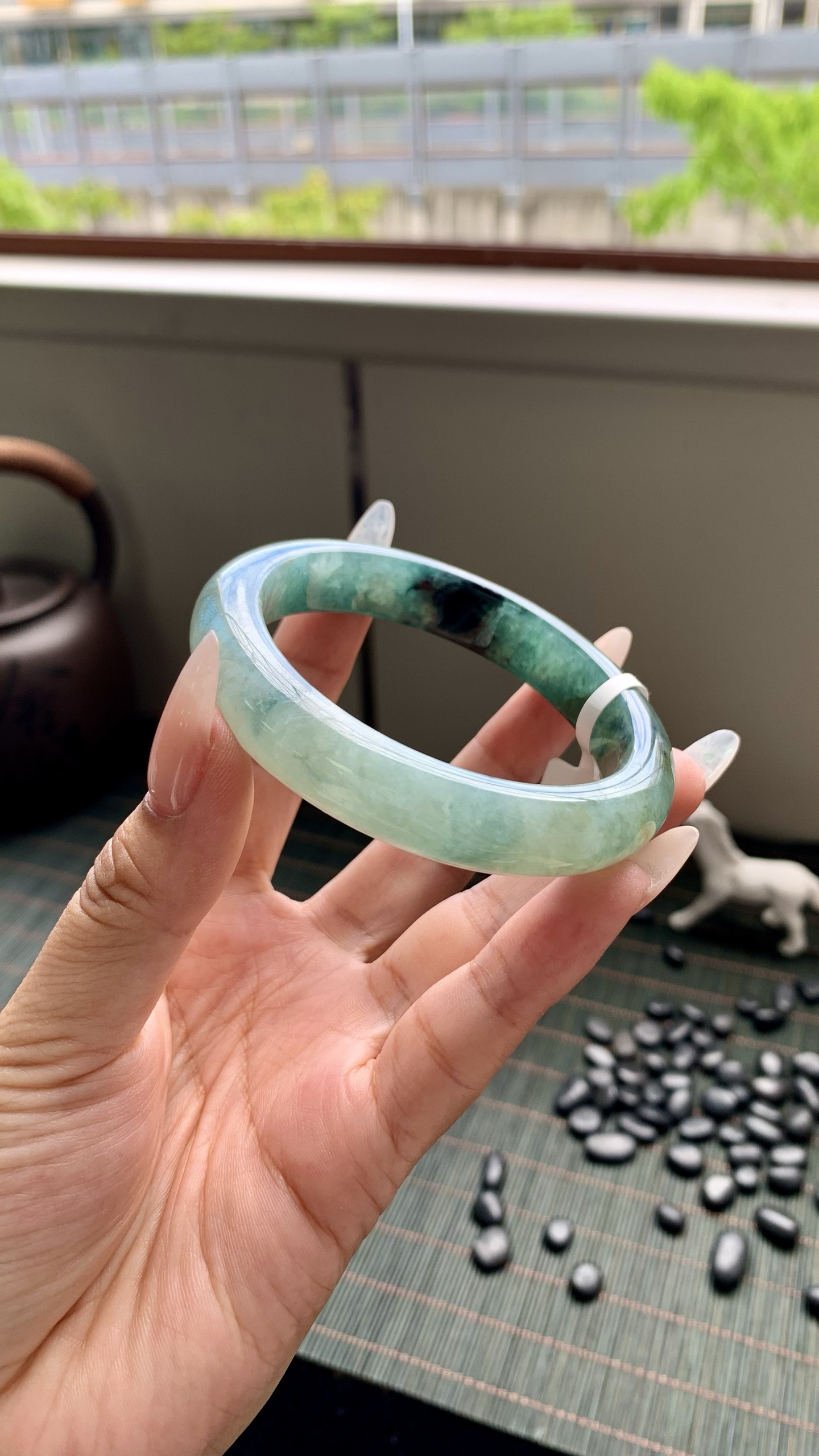 飘蓝花正圈成品，尺寸：57-12-9