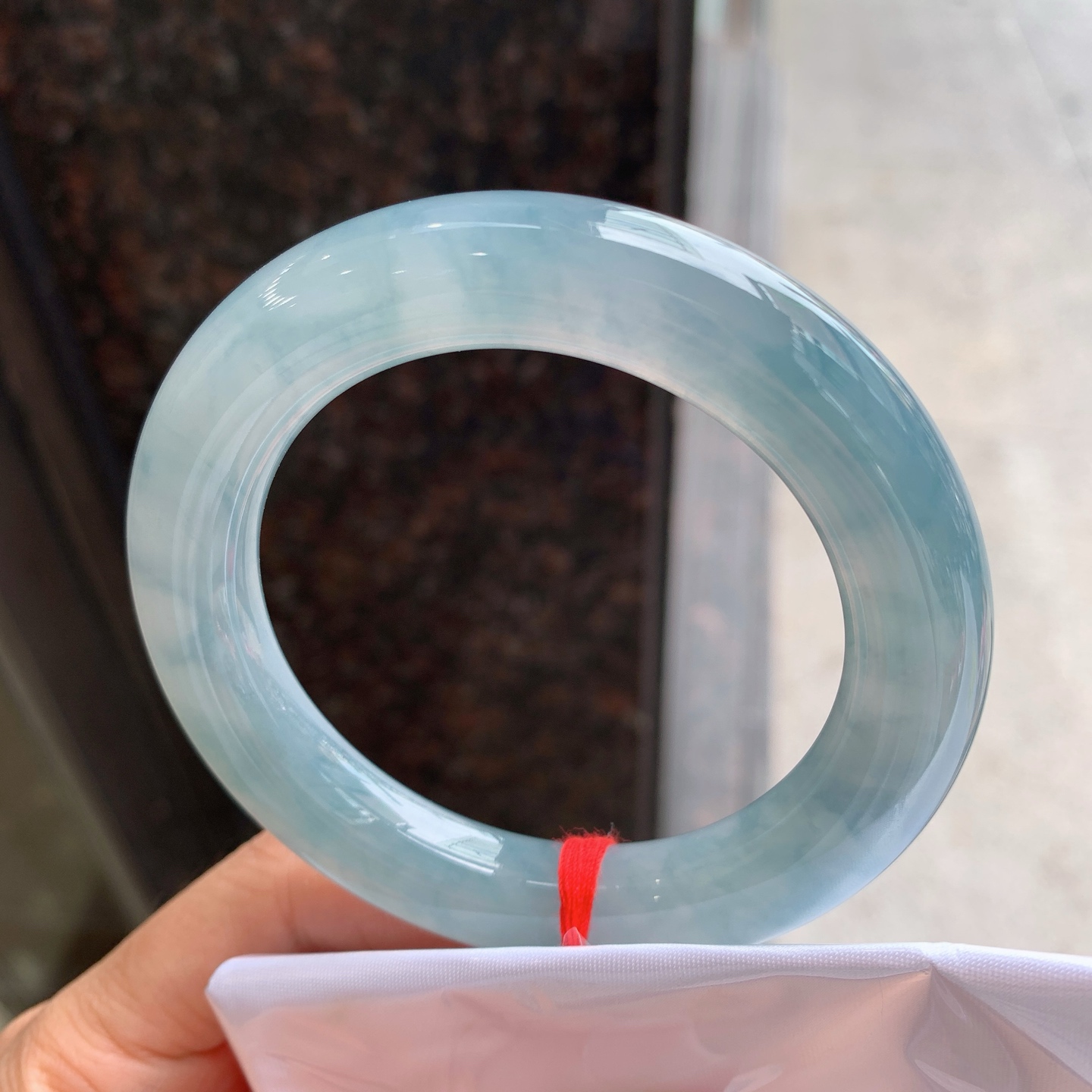 圆条蓝紫飘花，有纹，冰润
