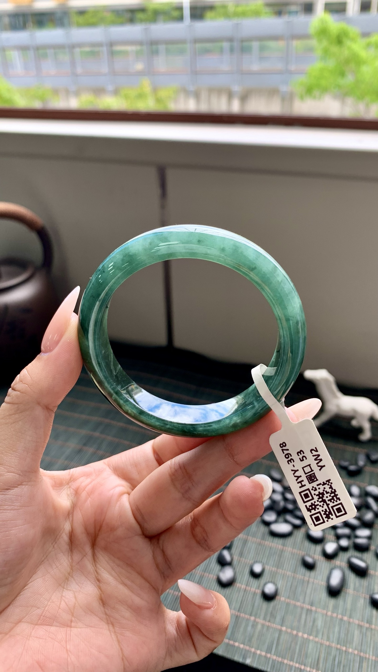 湖水绿正圈成品,HYY-3978,尺寸：53.5-12-8