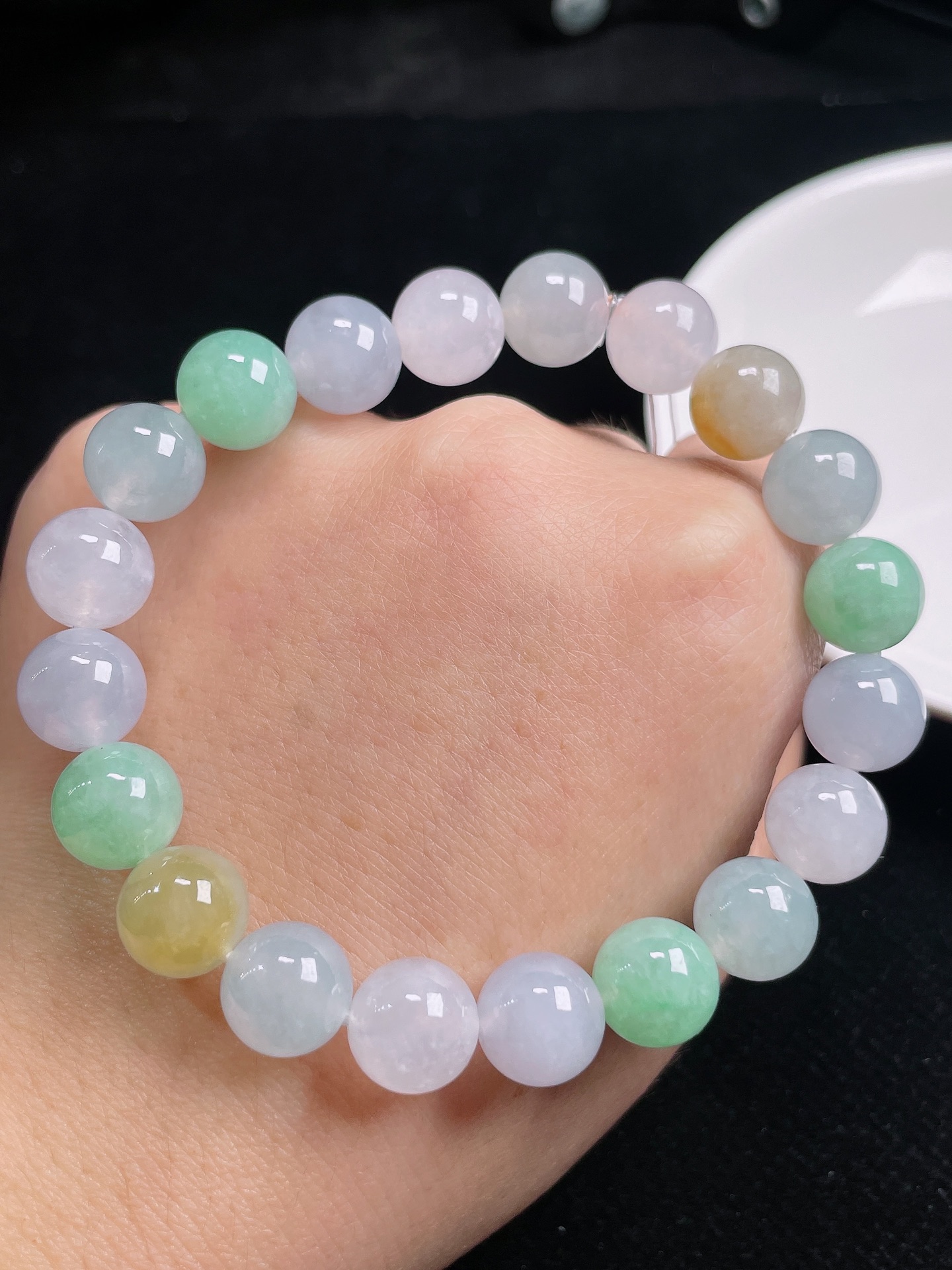 多彩圆珠手串，颗颗精选，尺寸：10.1