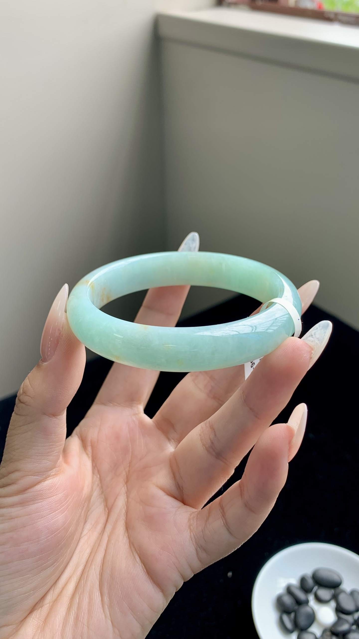 果绿洒金正圈成品,HYY-9955,尺寸：57-12-7.5