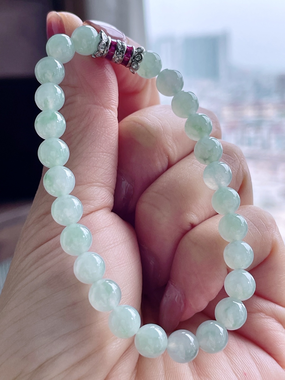 冰晴水手串圆珠珠子手串,性比高,6.7mm,17.4克