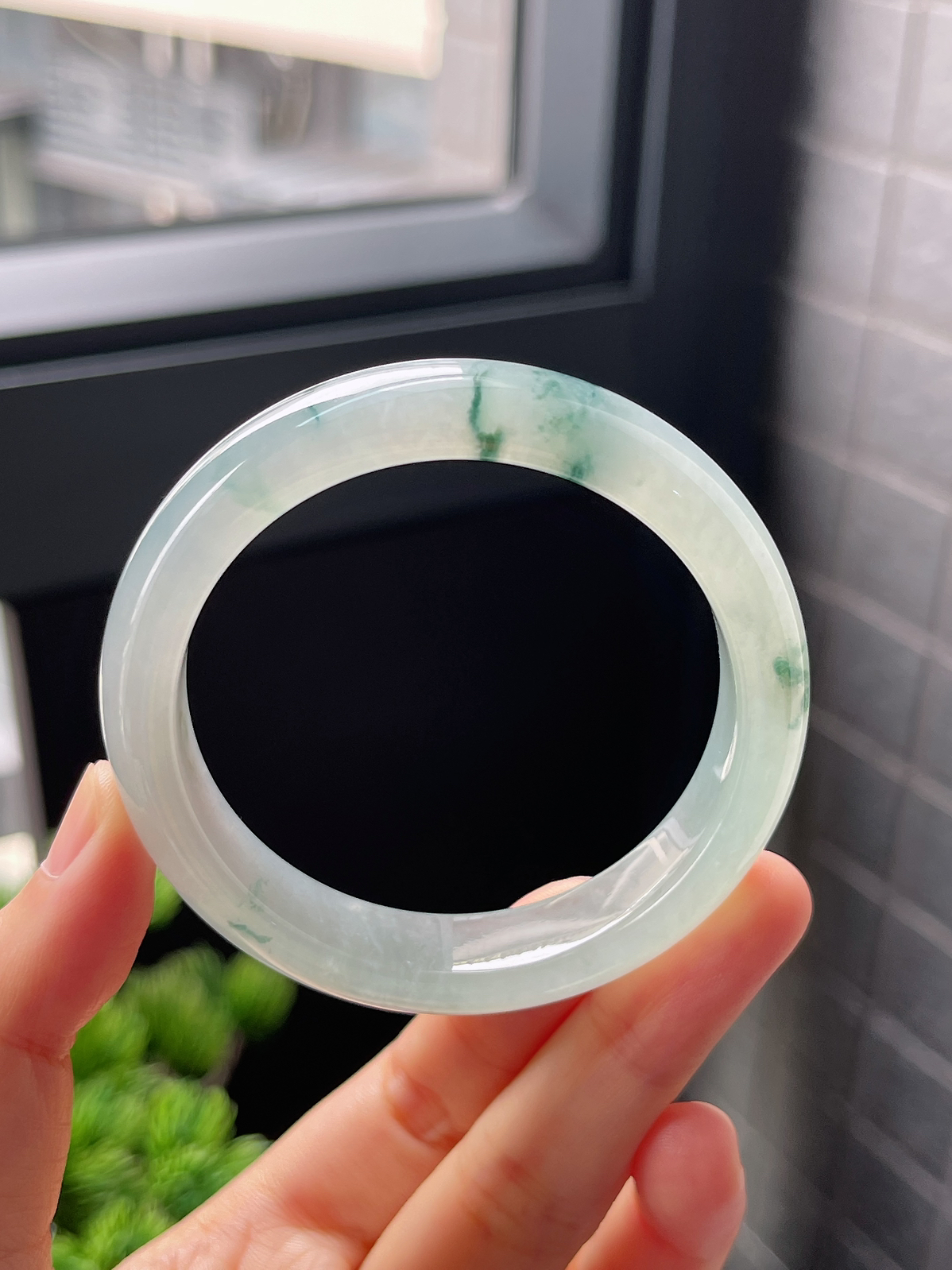 圈口51.5，冰糯种飘花灵动翡翠正圈手镯9.4
