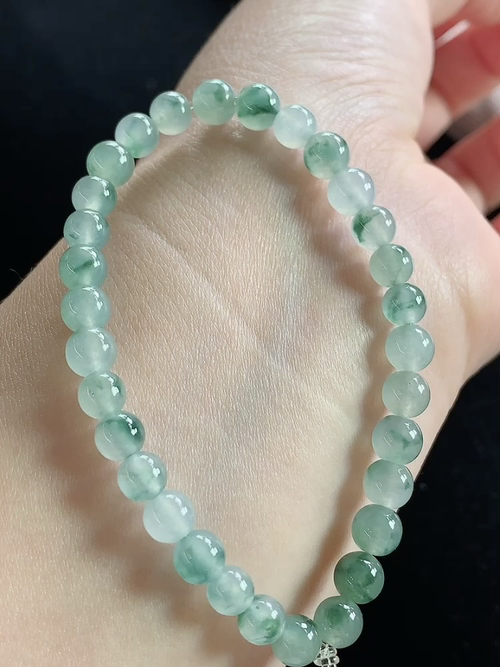 冰飘花玉珠手串，尺寸6.2mm，j03sxf