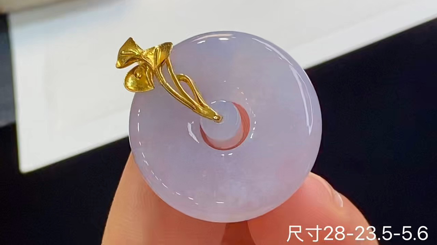18k金+钻平安扣吊坠，无裂，28-23.5-5.6