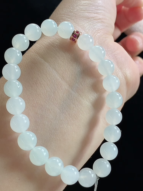 冰种玉珠手串，尺寸8.0mm，j03xtg