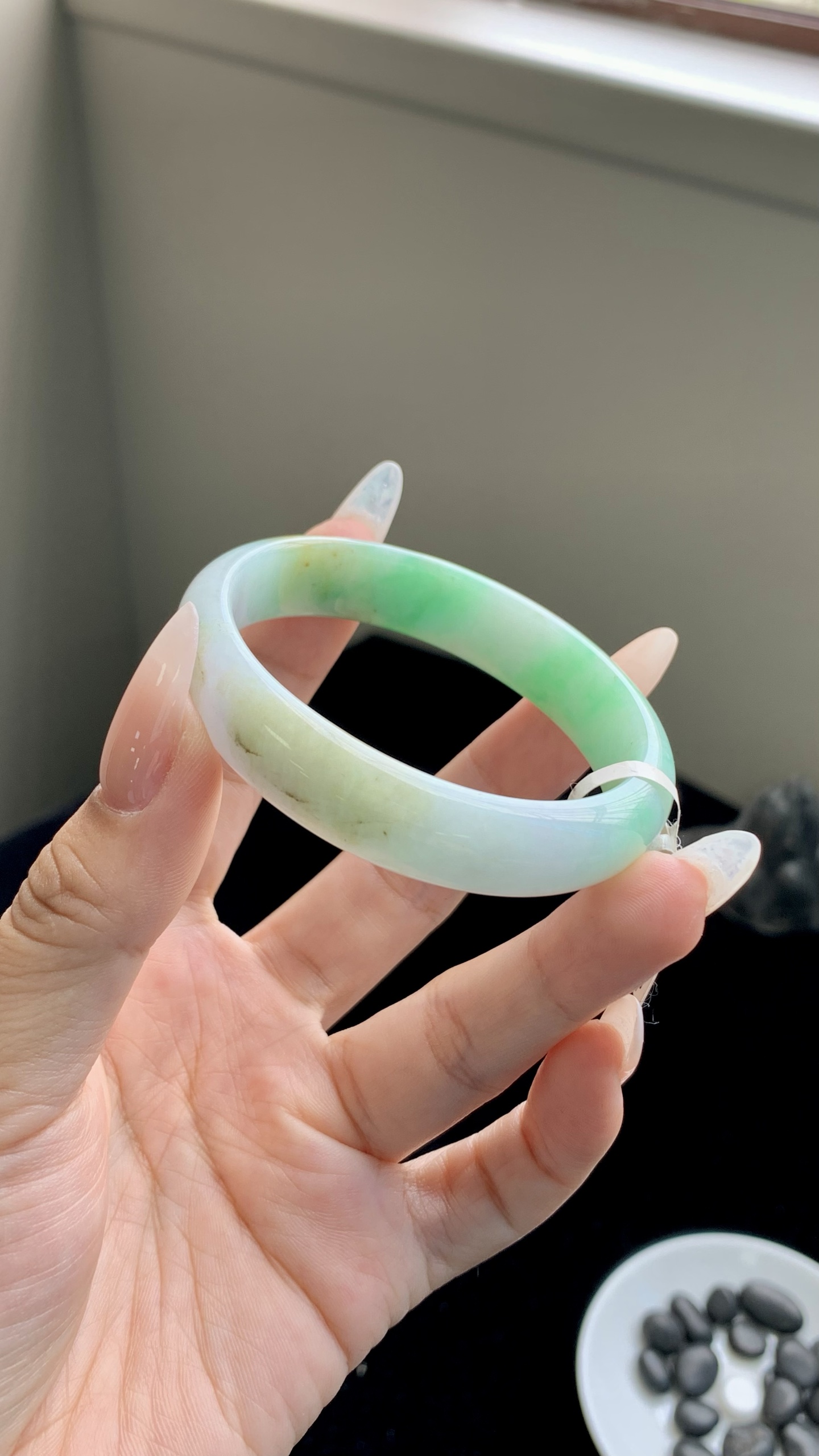 黄加绿小圈口贵妃成品 HYY-067 尺寸：52-47-12-6