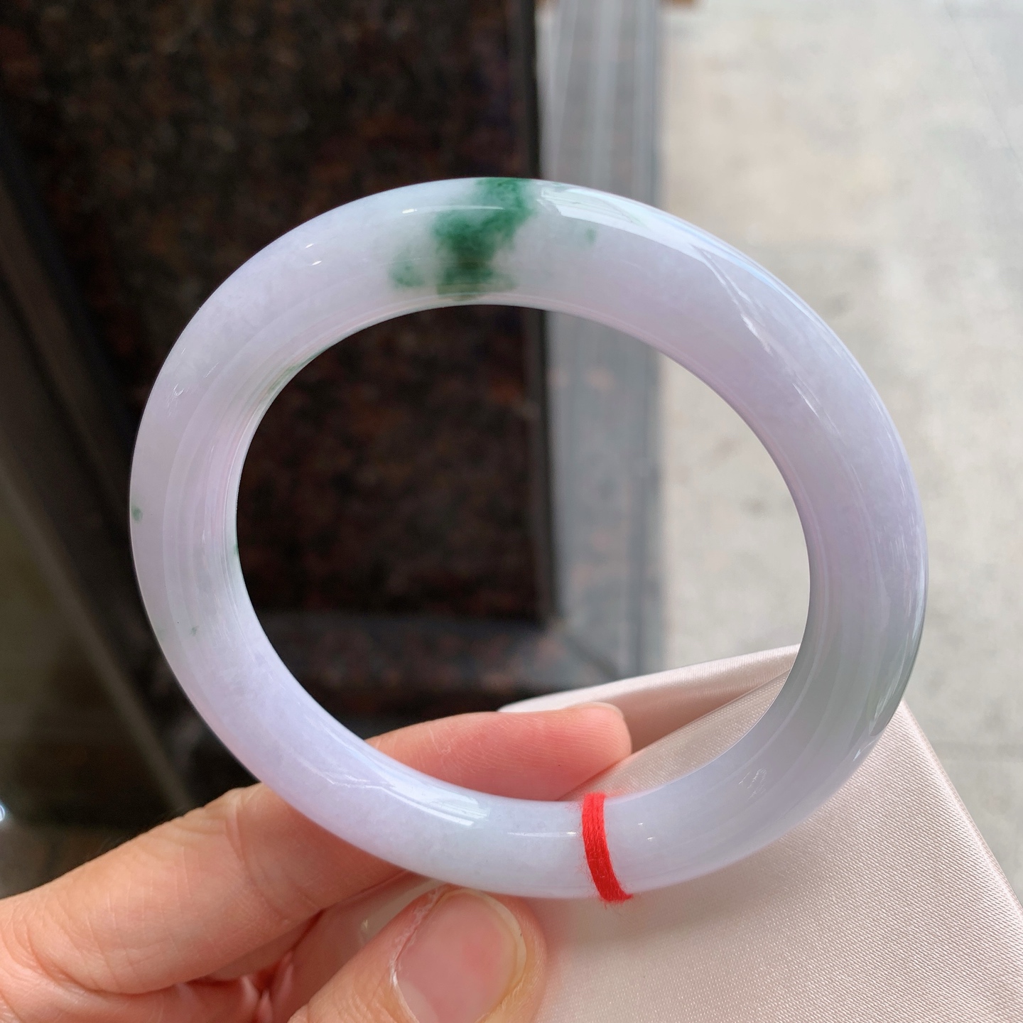 圆条紫底飘花,无裂,尺寸：60/10.5,大圈口