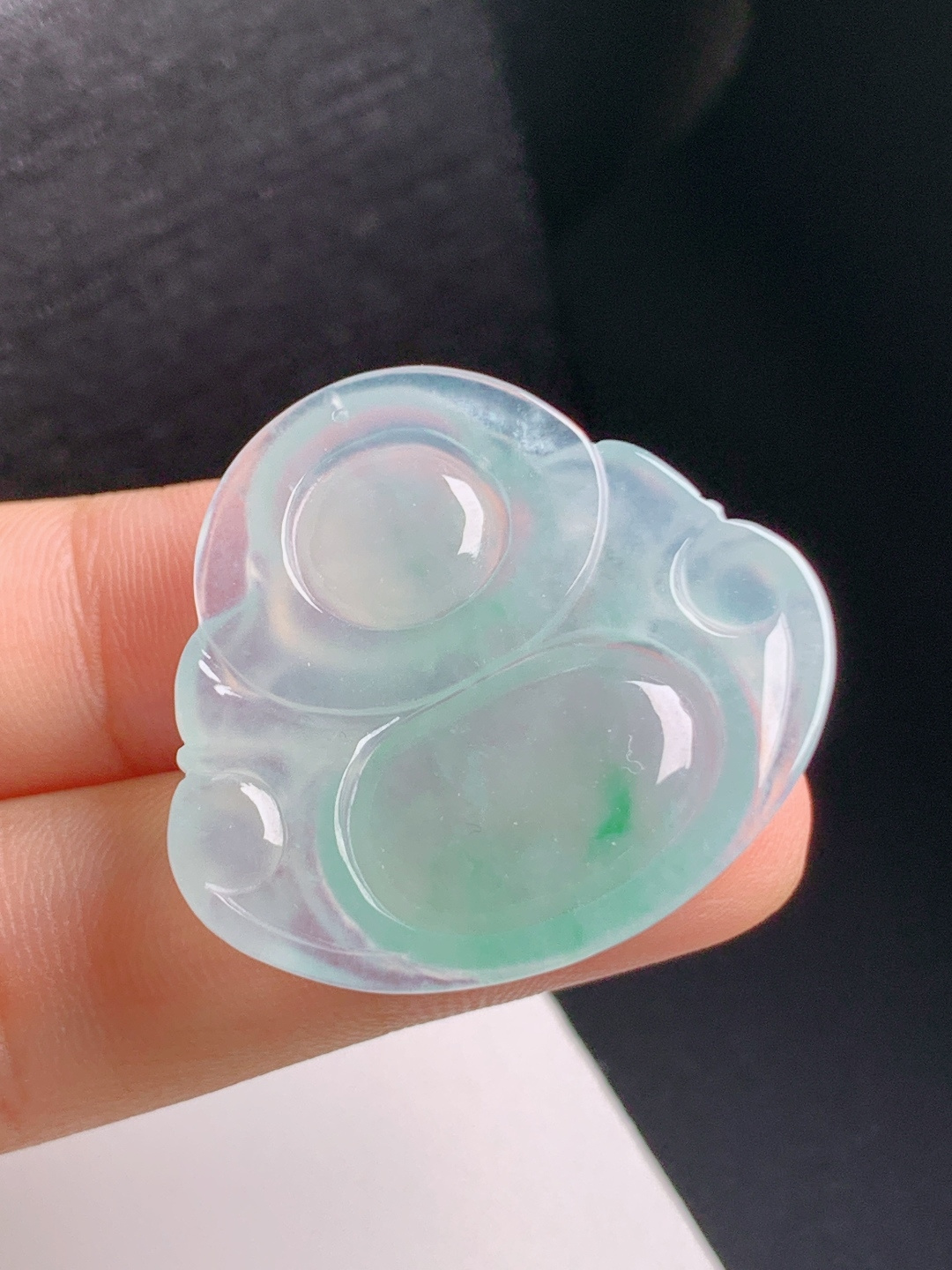 冰种飘花佛公，胶感满满，笑态喜乐，福气满满