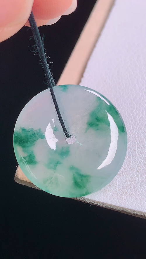 冰飘花平安扣，无裂，尺寸:23.0-3.4mm
