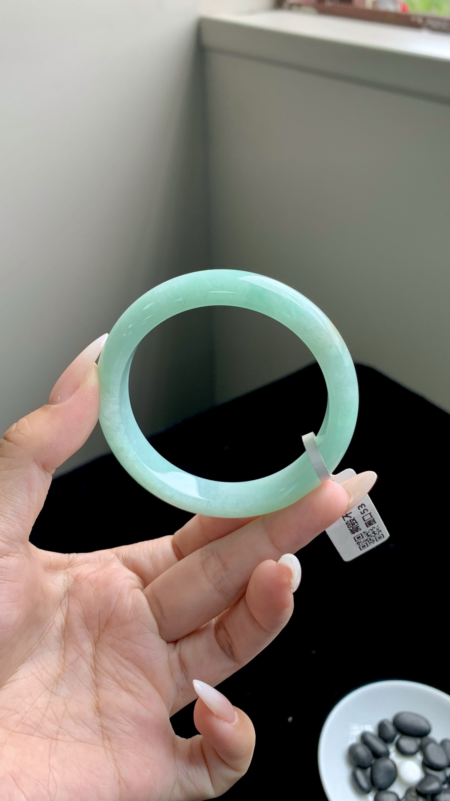 果绿洒金正圈成品,HYY-8317,尺寸：53-12-7.5