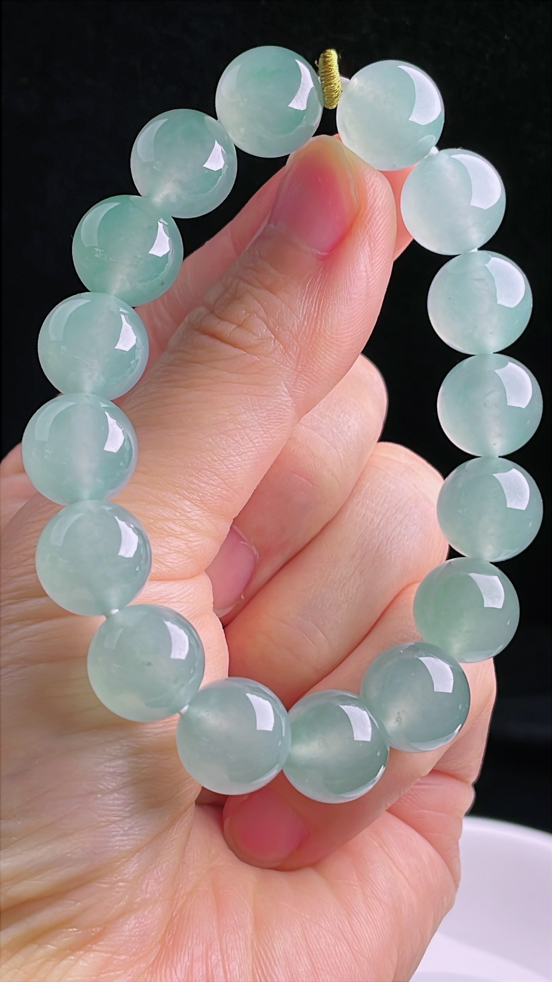 ️冰种手串，老种起光，细底通透，尺寸：12.3mm0903