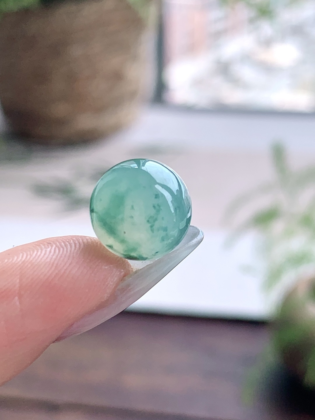 冰飘花圆珠子吊坠，性比高，尺寸10.8，重量2.5克