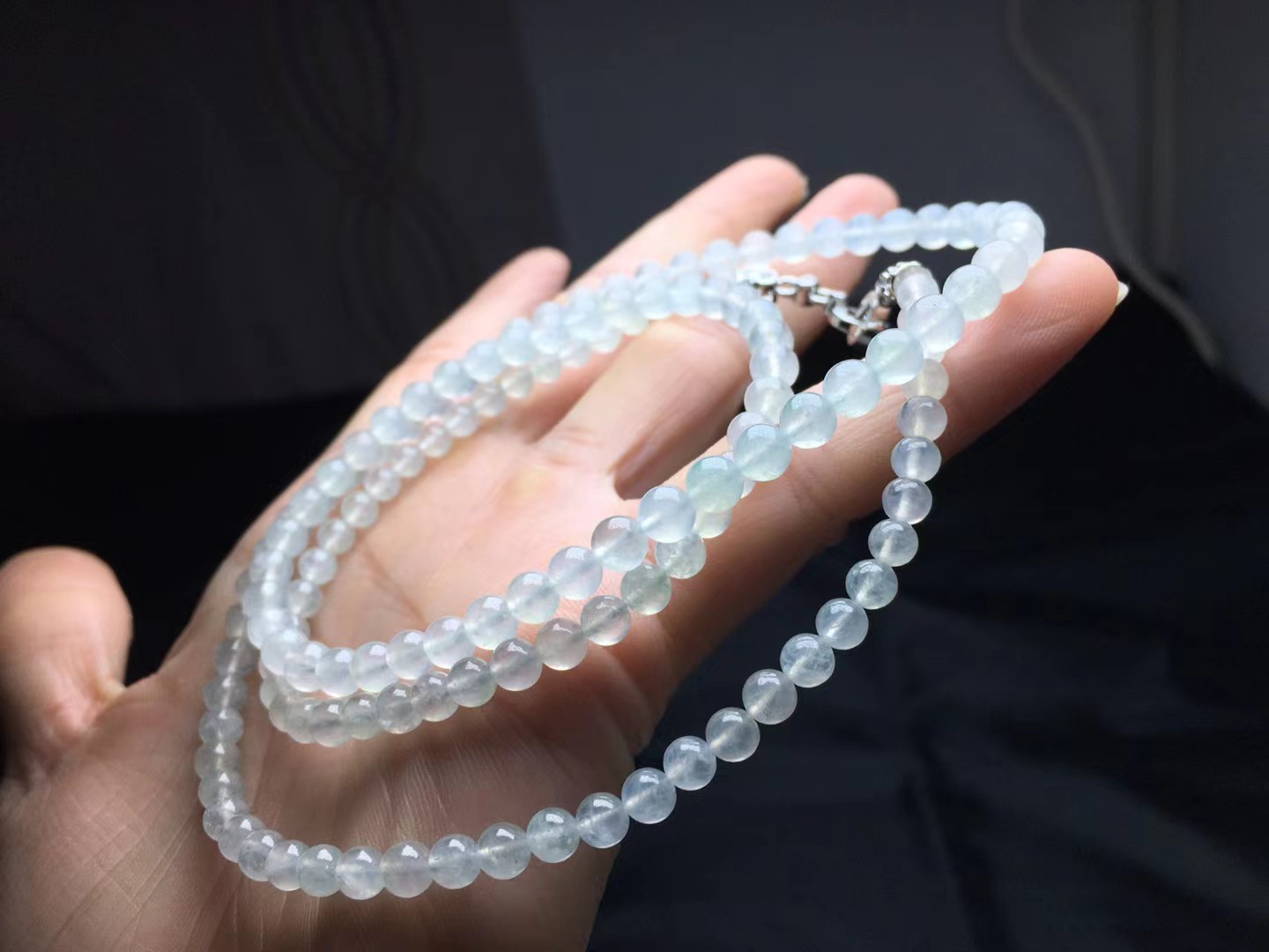 种珠链，卡5.3～4.9mm，138颗，种好，玉质细腻，均匀，通透，颗颗精选，颗颗精选