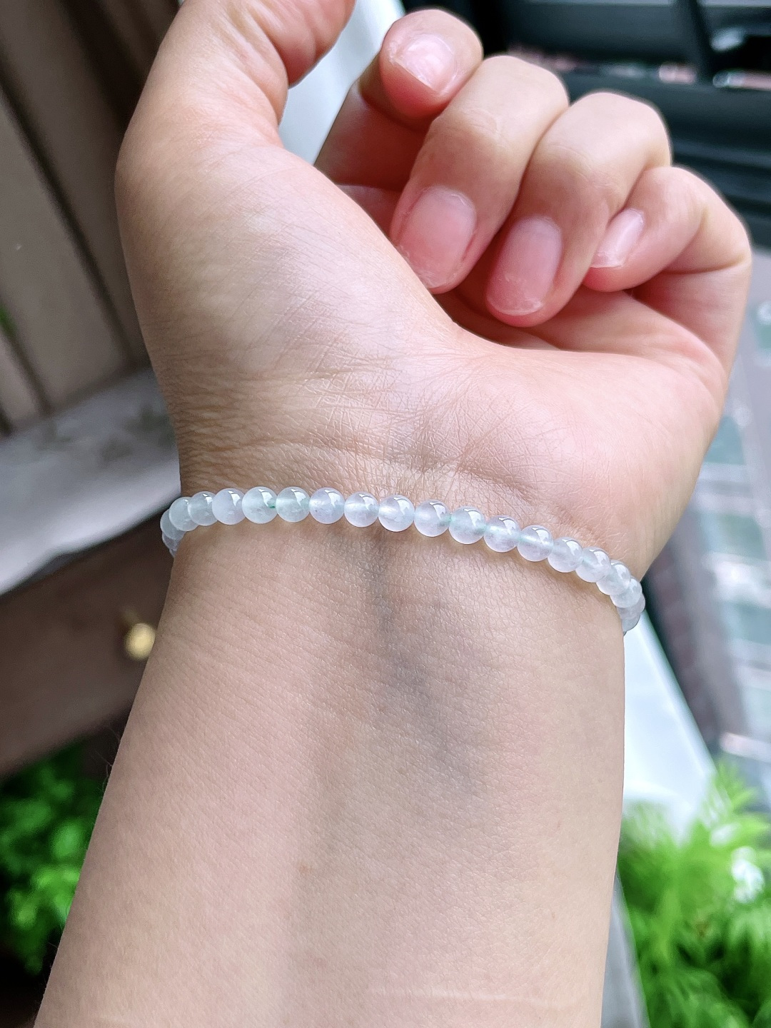 【珠子】白冰手串圆珠珠子手串【说明】性比高【尺寸】4.5mm【重量】6.2克
