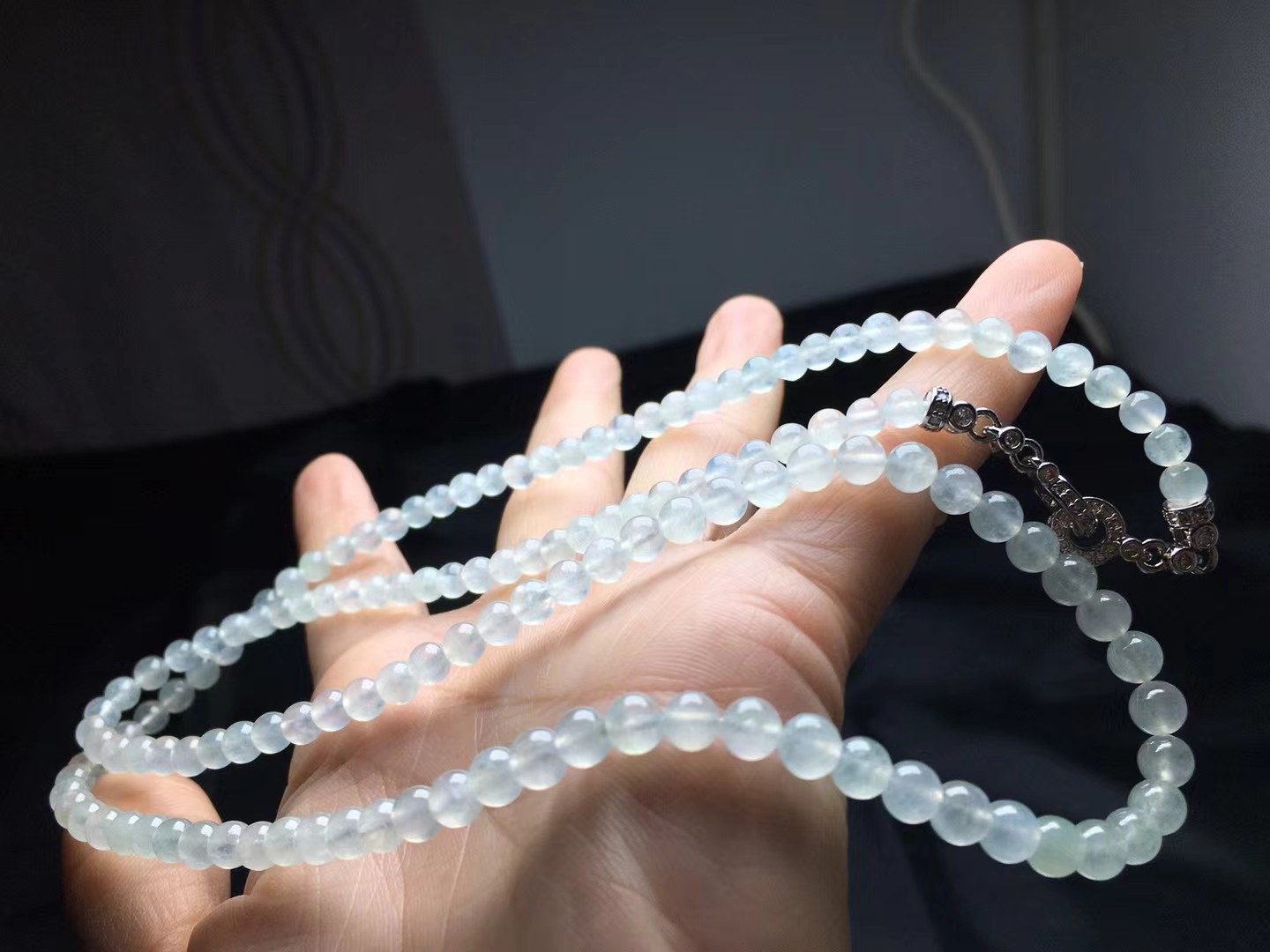 种珠链，卡5.3～4.9mm，138颗，种好，玉质细腻，均匀，通透，颗颗精选，颗颗精选