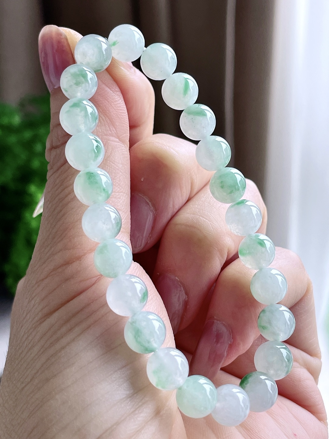 珠子冰飘花手串圆珠珠子手串,性比高,8mm,21.6克