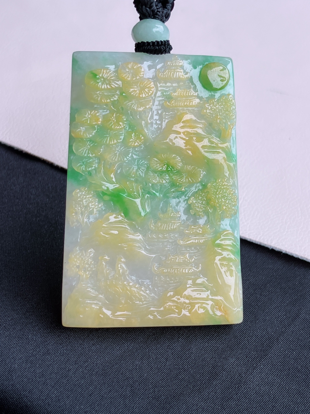 三彩山水牌，意境美，尺寸53/35.3/6.2/自然光实拍