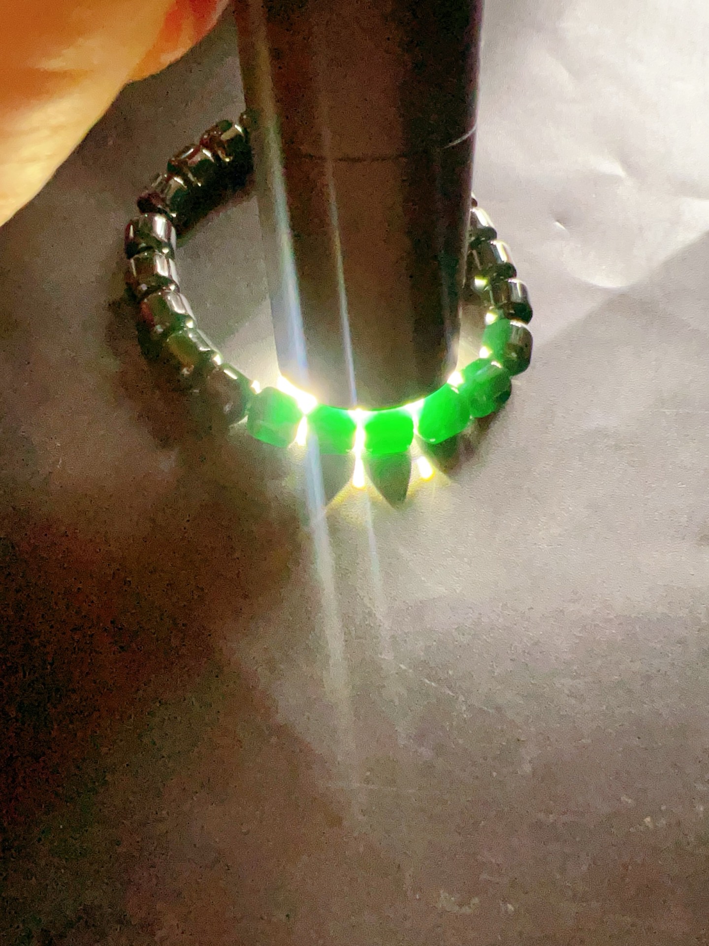 ️ 9.2 1号墨翠老型珠手链8mm 乌黑油亮 质地细腻水头极好