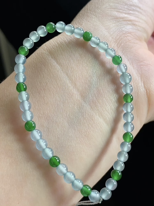 冰双彩玉珠手串，尺寸4.3mm，j03xtg