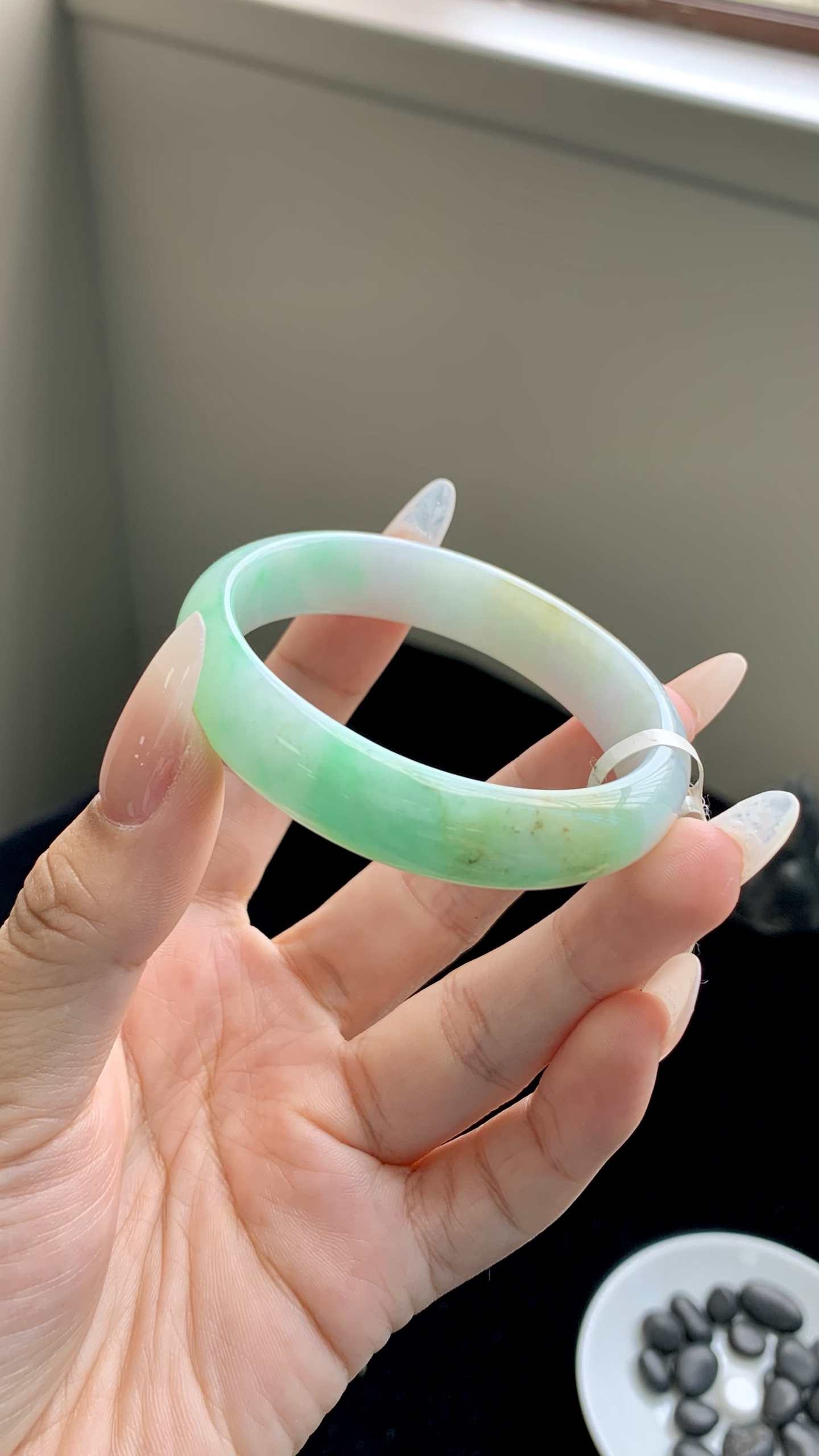 黄加绿小圈口贵妃成品 HYY-067 尺寸：52-47-12-6