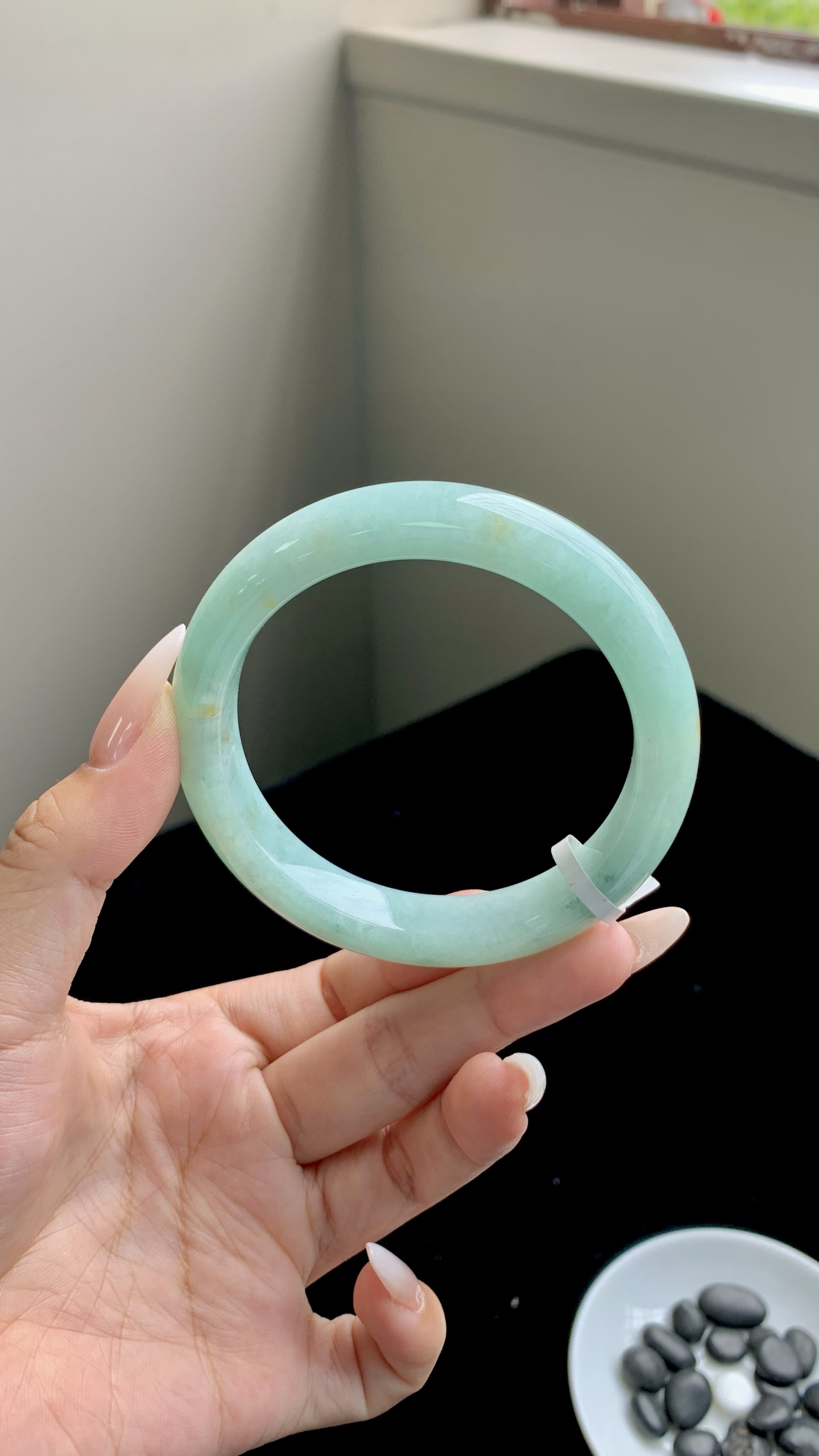 果绿洒金正圈成品,HYY-9104,尺寸：57.5-12.5-9