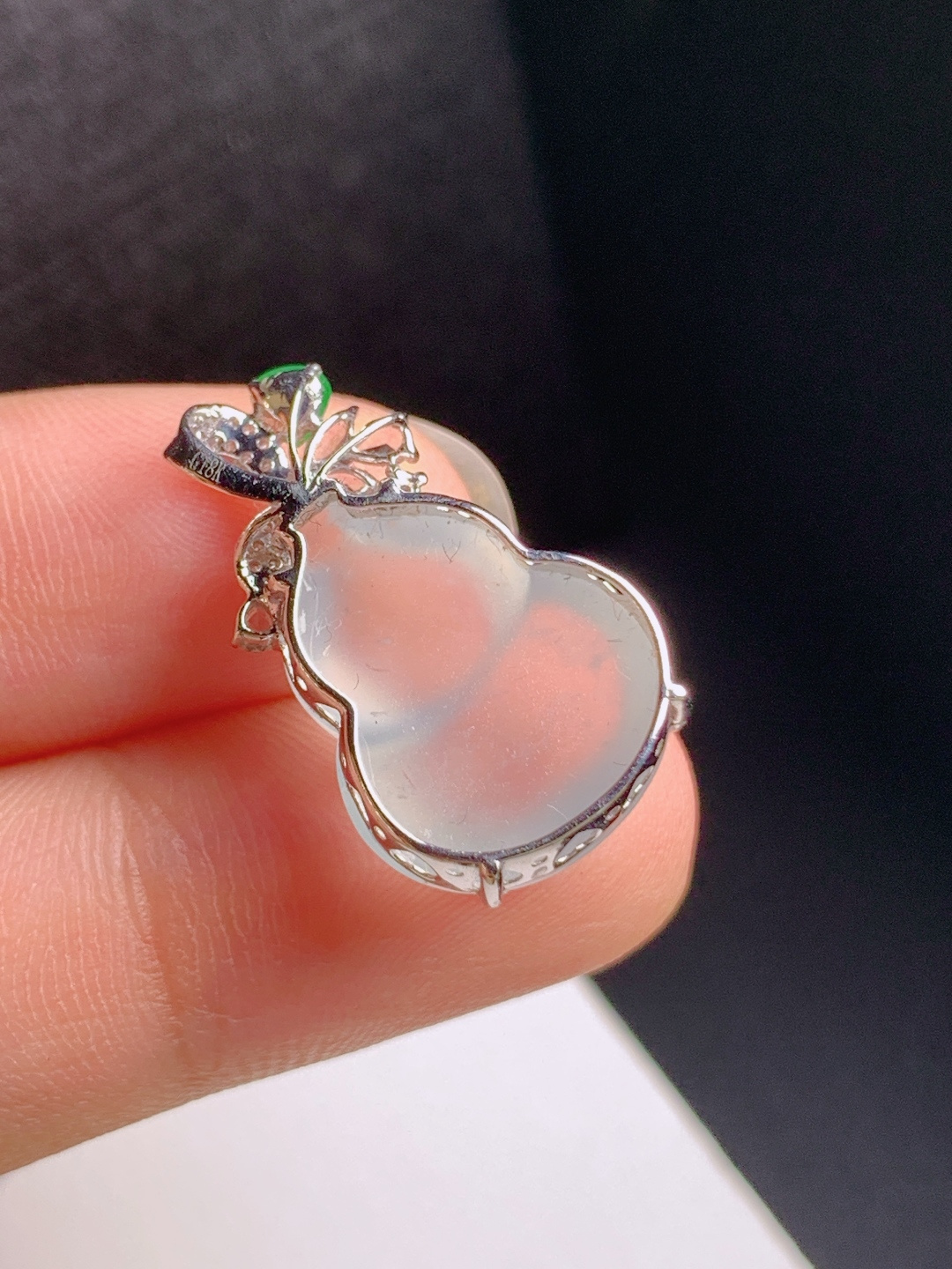 冰种葫芦吊坠，莹润饱满，胶感十足，福禄双全，083108