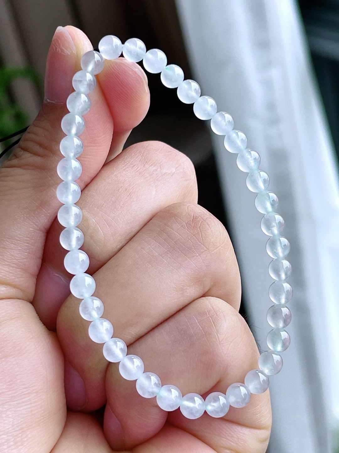 【珠子】白冰手串圆珠珠子手串【说明】性比高【尺寸】4.5mm【重量】6.2克