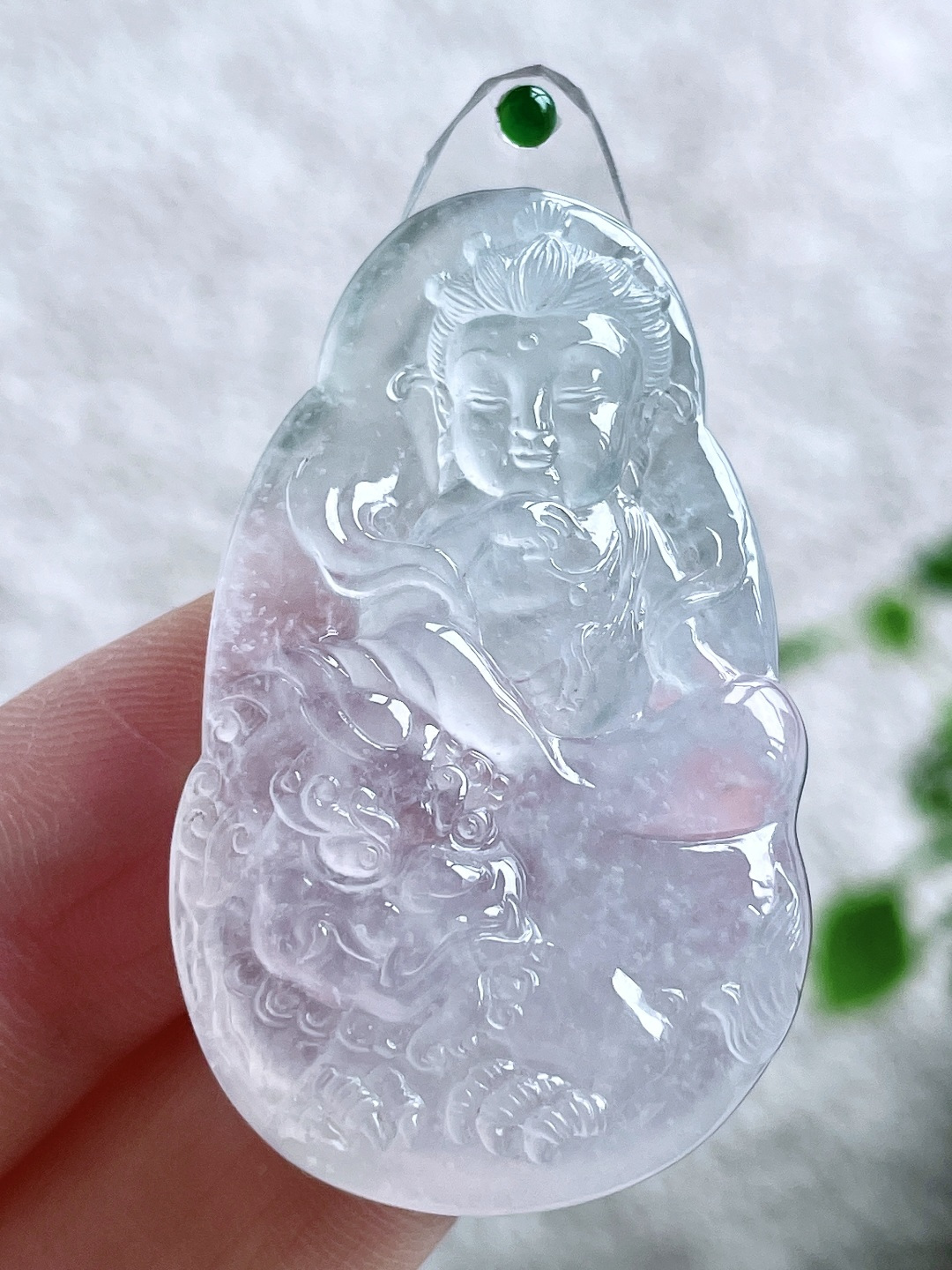 高冰宝宝文殊菩萨牌吊坠，缅料，无裂，性比高，厚装，尺寸44.3-27.3-7，重量17克