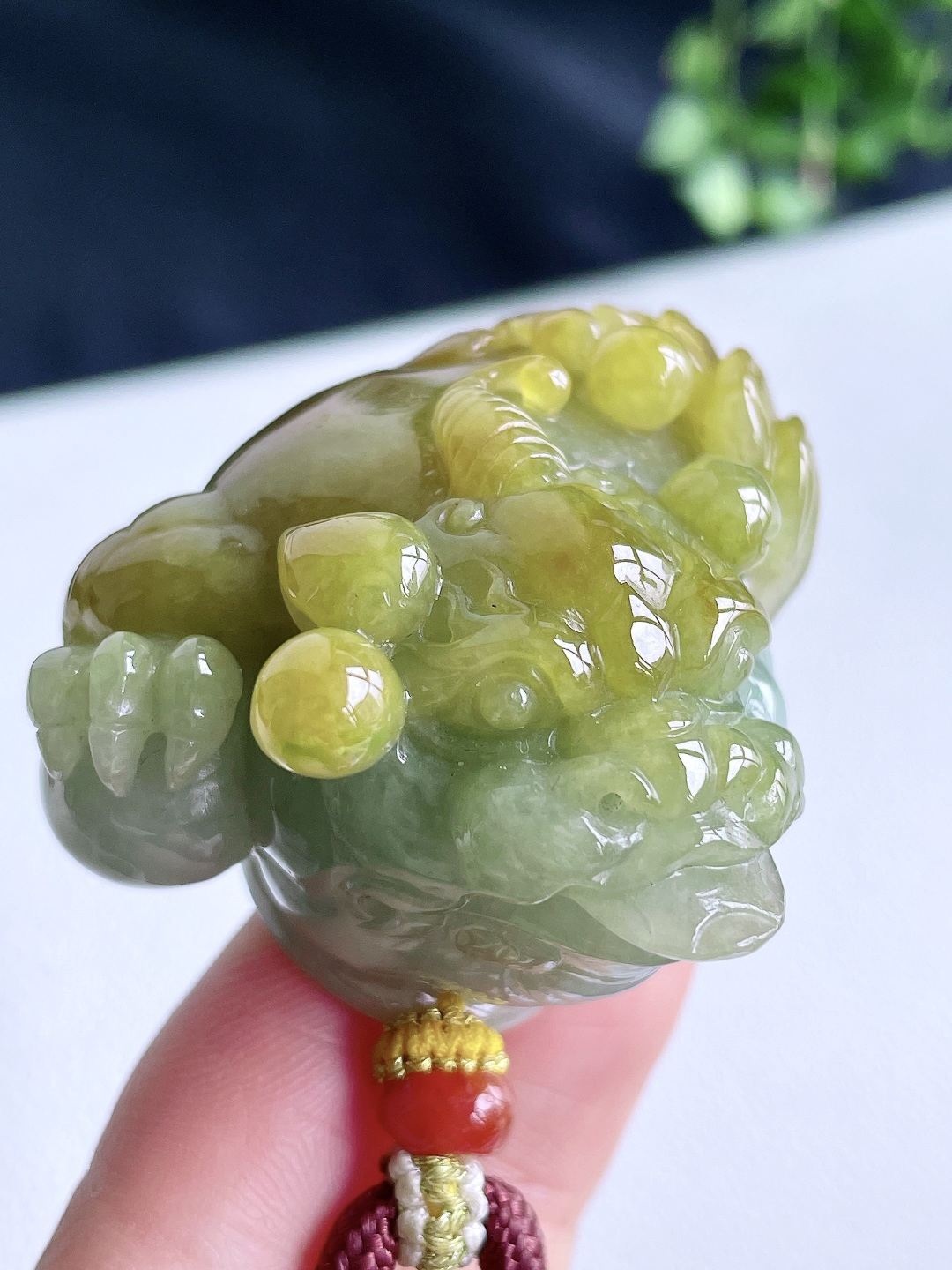 冰黄翡三脚金蟾牌吊坠,缅料,无裂,性比高,超厚,手把件,41.4-33.3-26.7,68克