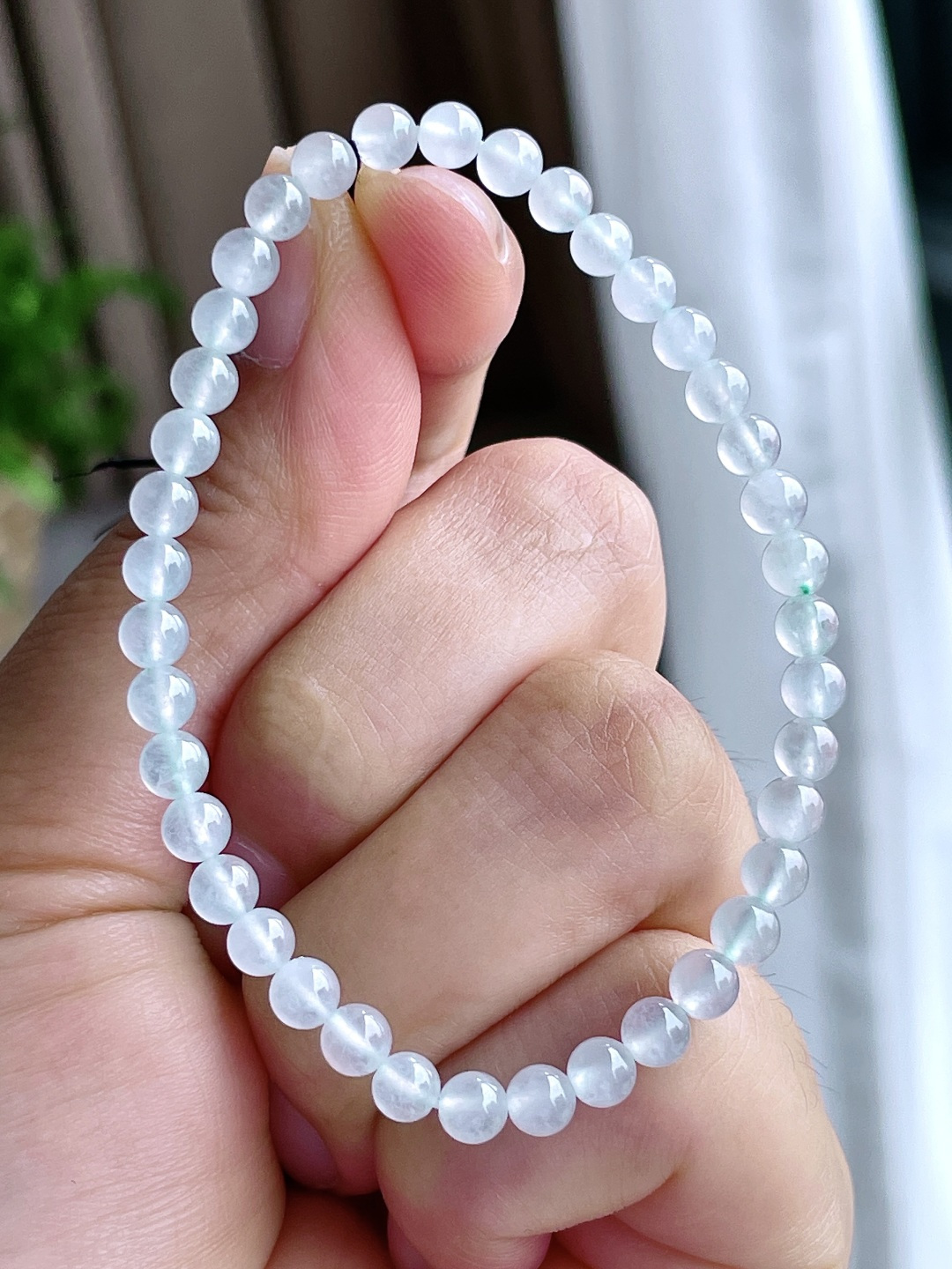 【珠子】白冰手串圆珠珠子手串【说明】性比高【尺寸】4.5mm【重量】6.2克