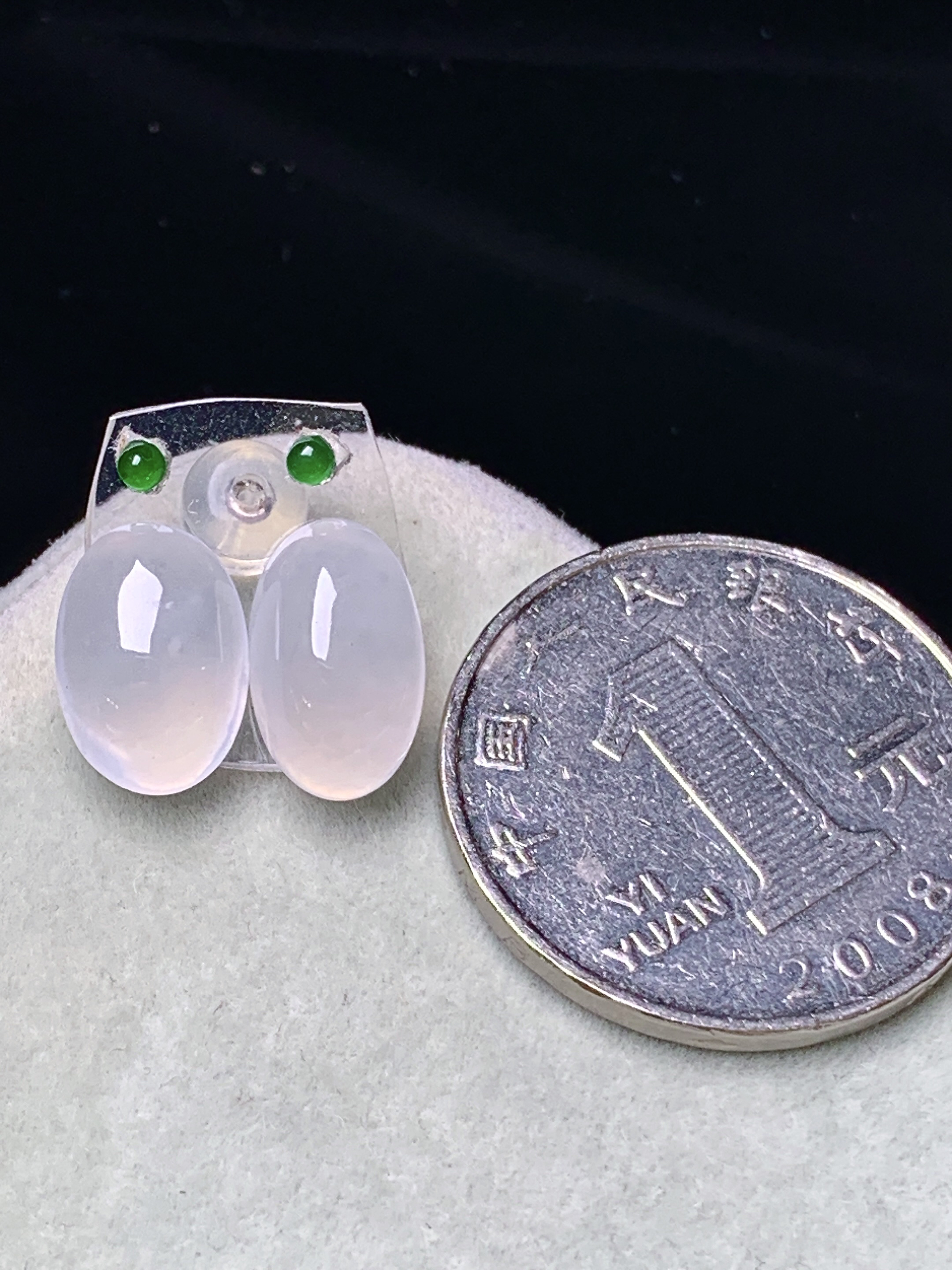 镶嵌款 冰种蛋面一对 玉质细腻 色泽艳丽清新 水润亮眼 整体尺寸12*7.7*5.2 2x