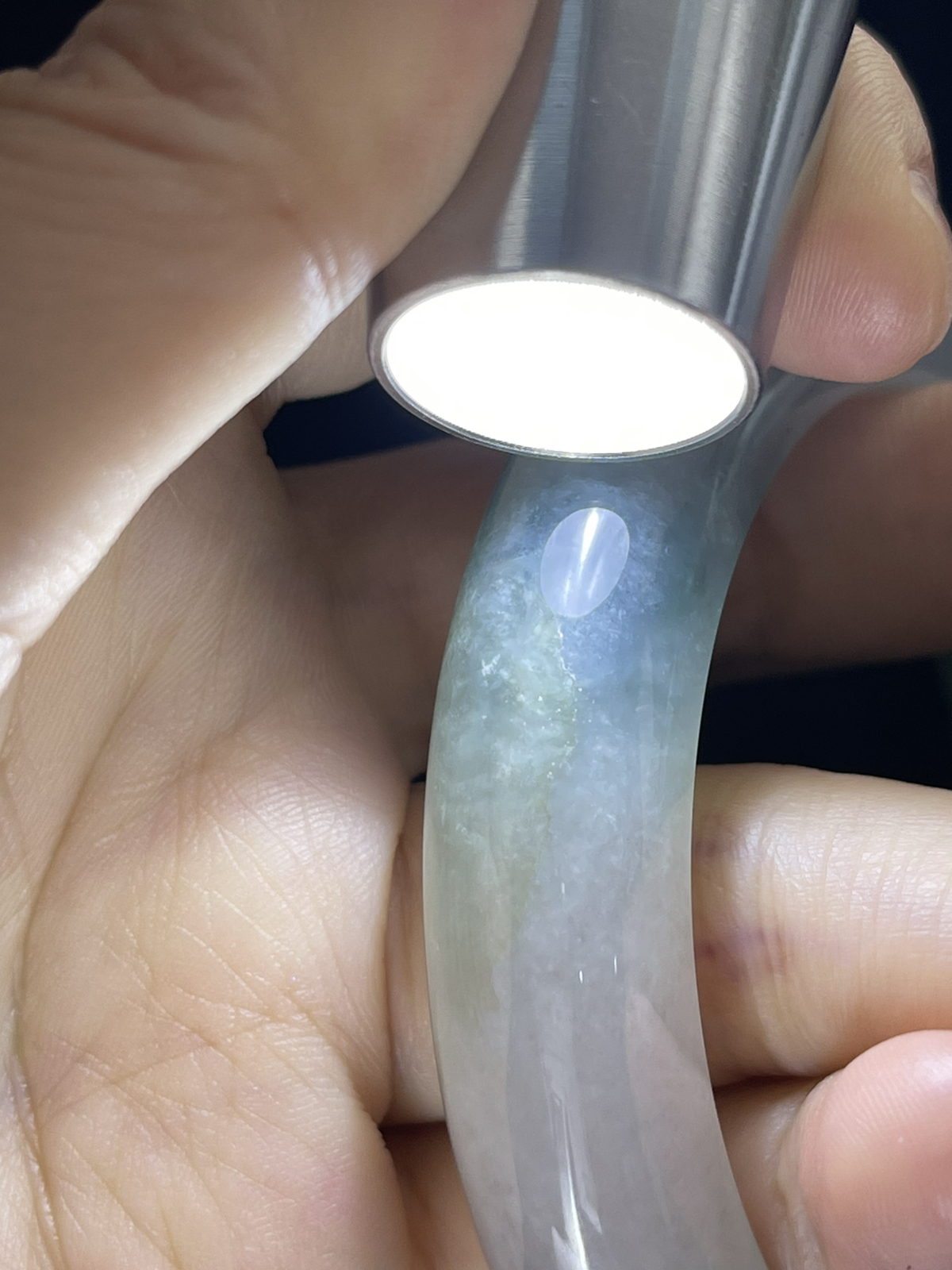 圈口55.5，冰糯种飘花翡翠正圈手镯9.4