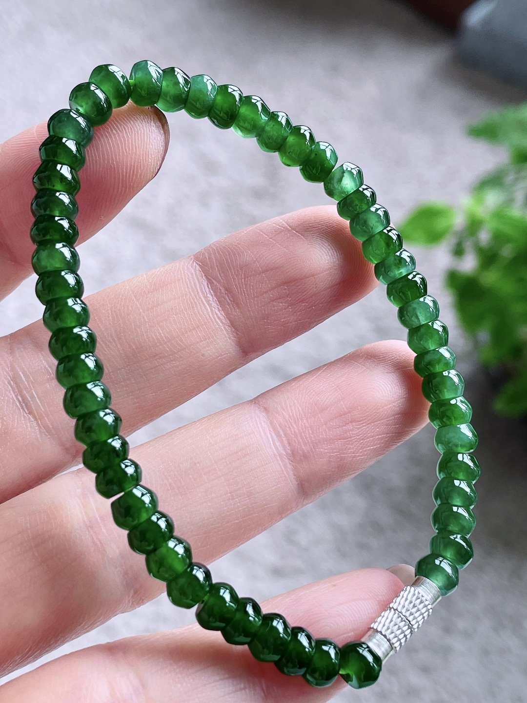 冰晴绿手串算盘珠手串,性比高