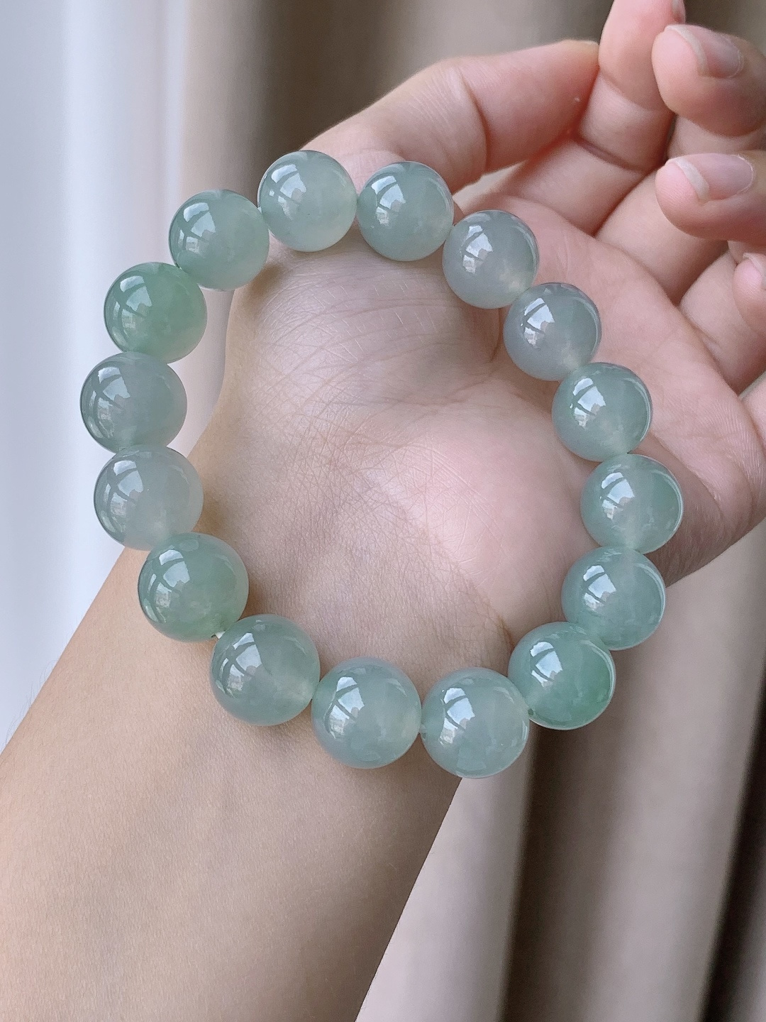 珠子冰晴水手串圆珠珠子手串,性比高,13.3mm,65.8克