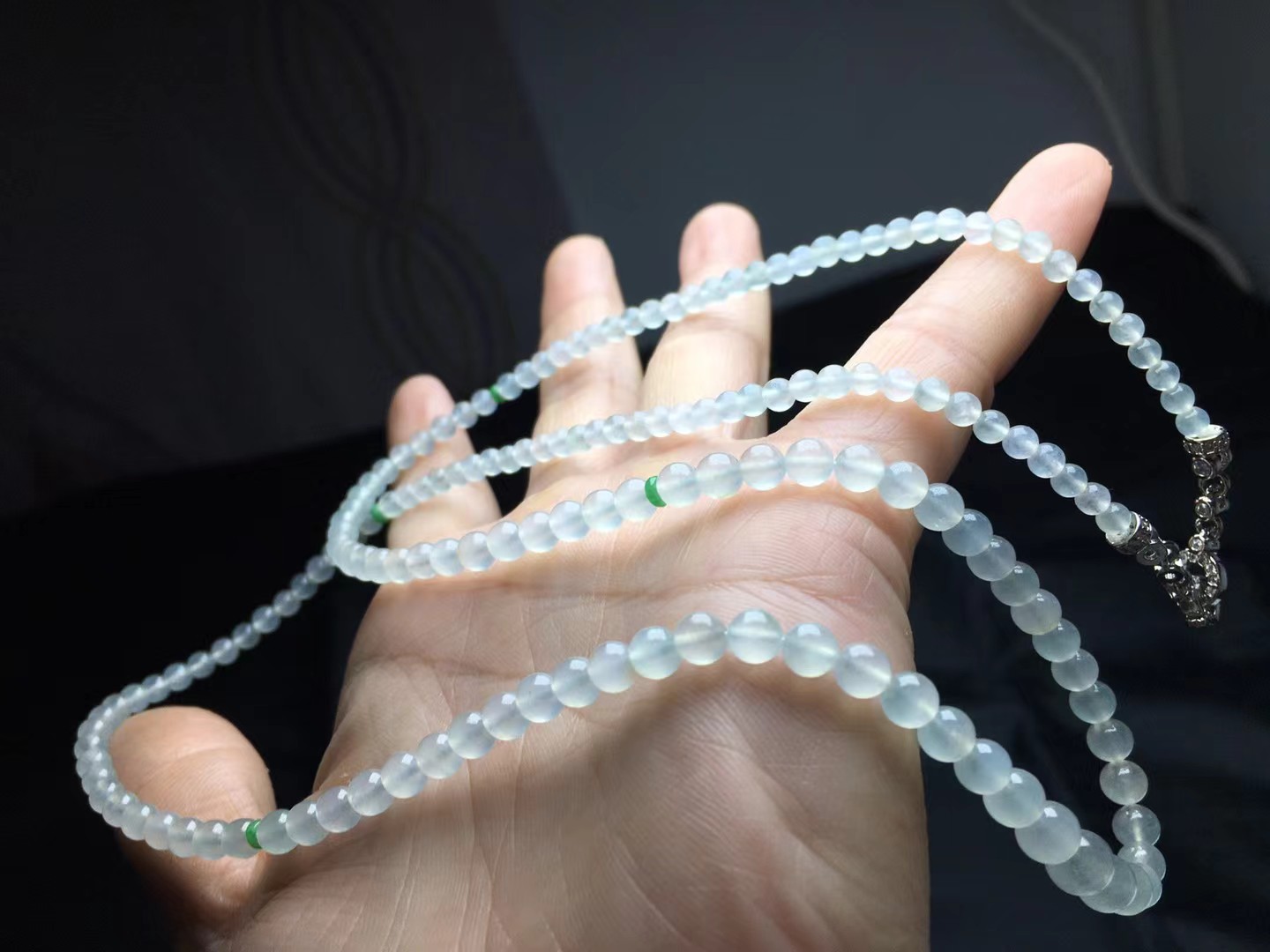 种珠链，卡5.7～3.6mm，160颗，种好，玉质细腻，均匀，通透，颗颗精选