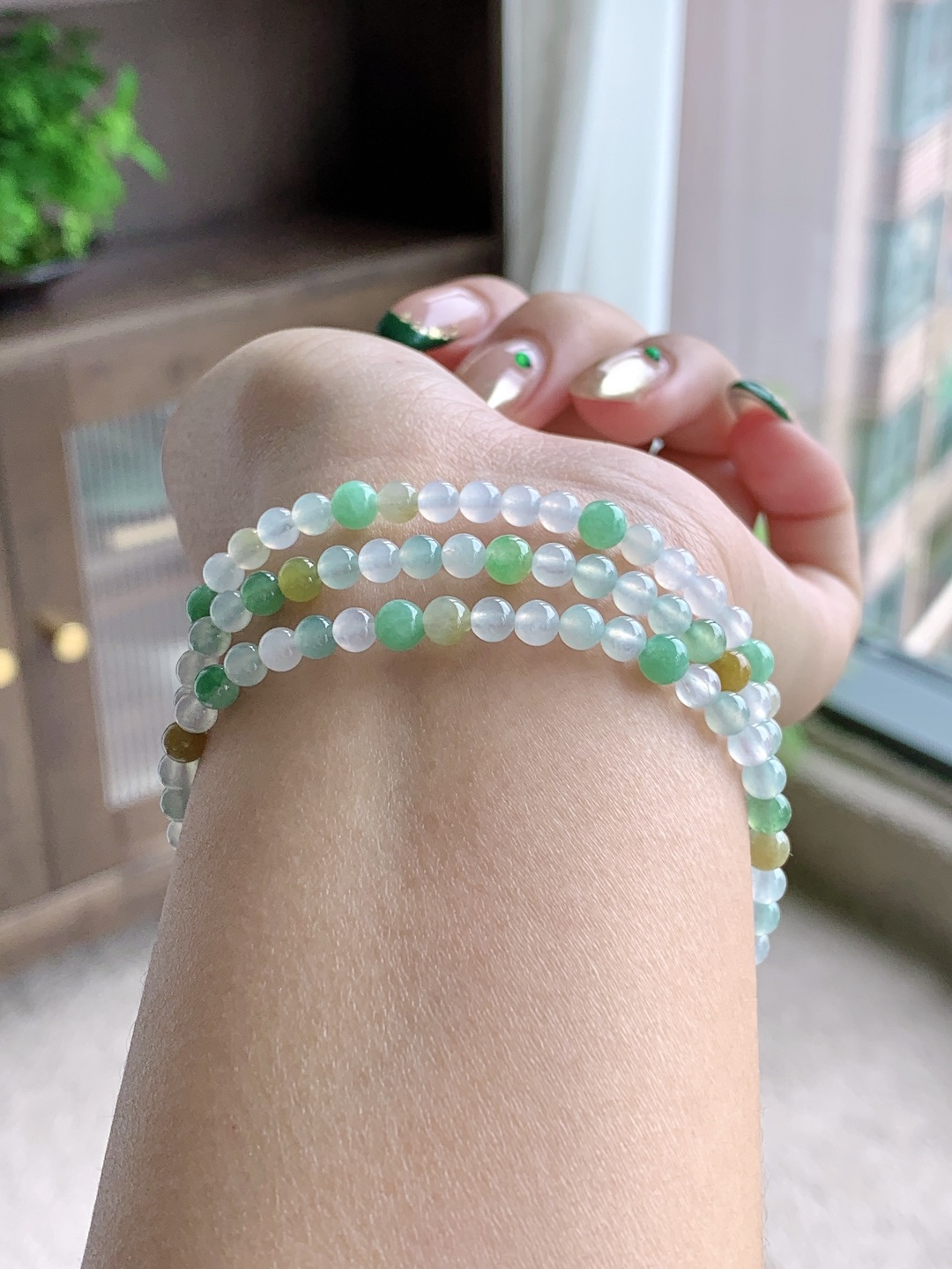 珠子冰多宝珠链圆珠子珠链，缅料性比高，尺寸4.2mm，29cm，重量21.8克