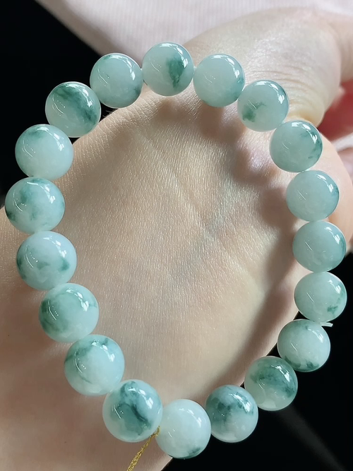 飘花玉珠手串，尺寸10.1mm，j03ya09