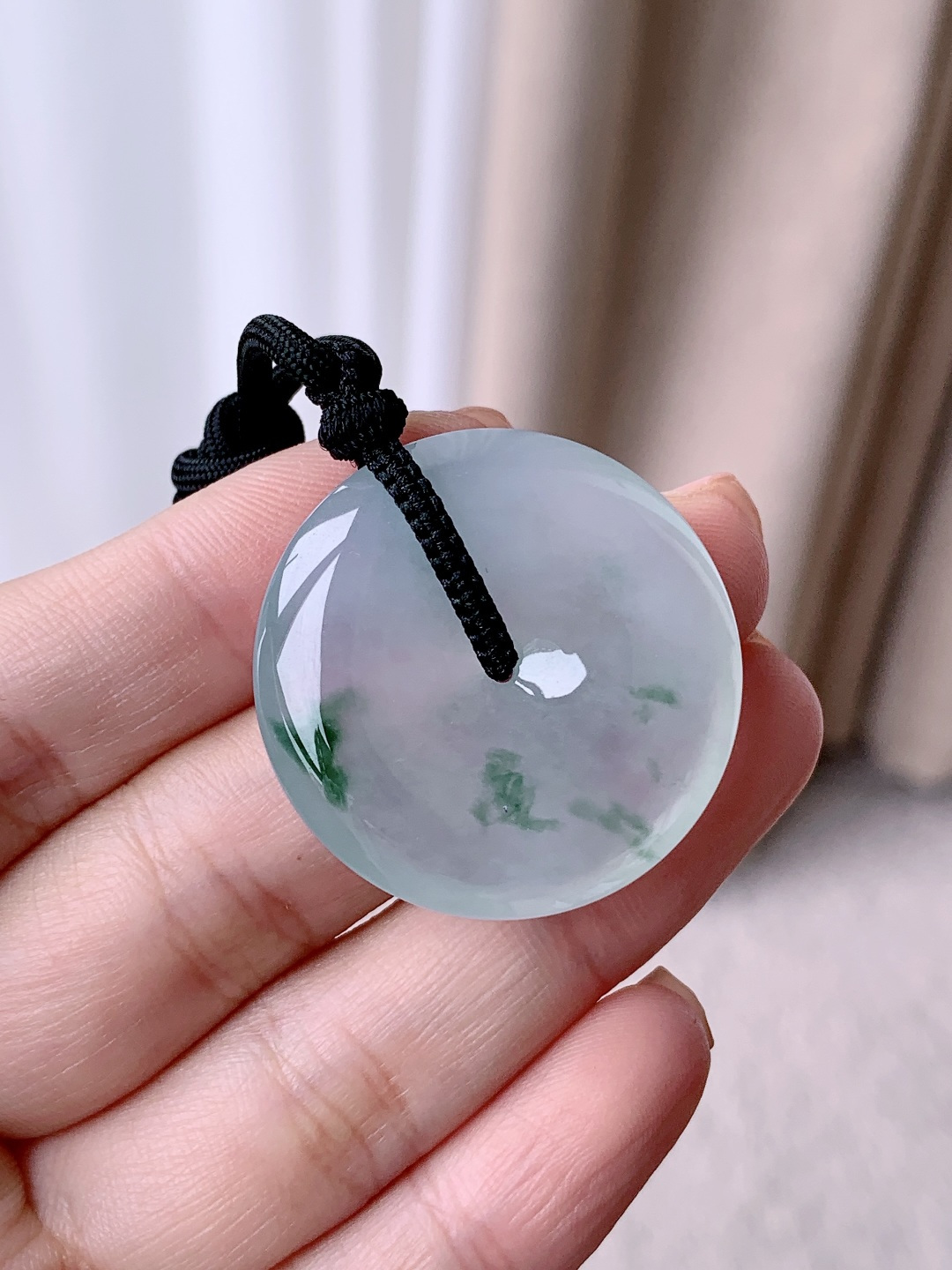 冰飘花大平安扣怀古吊坠，缅料，性比高，无裂，厚装，尺寸32.3-6.4，重量16.1克