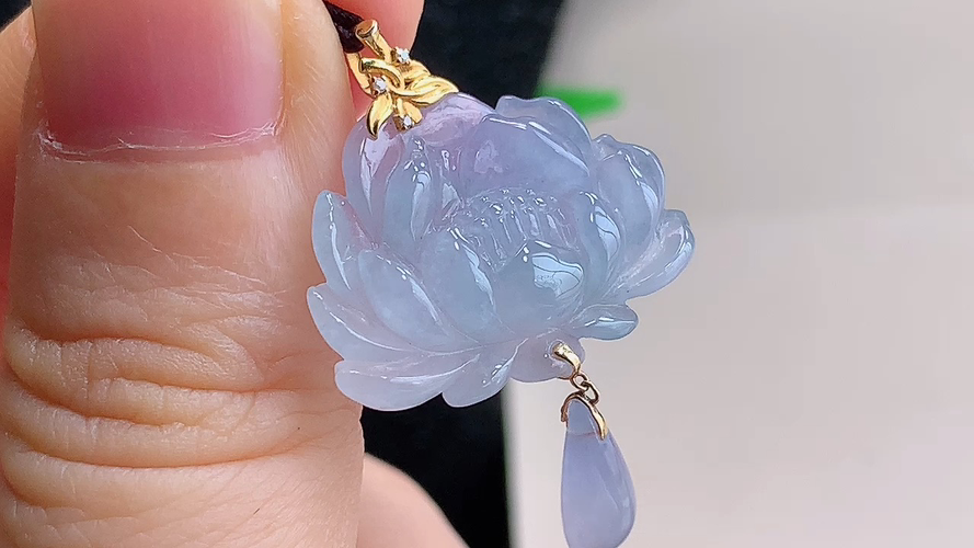 ️ 18K金伴钻花开富贵，无裂，尺寸32.6/23.4-18.2-5.5mm，包A附证书