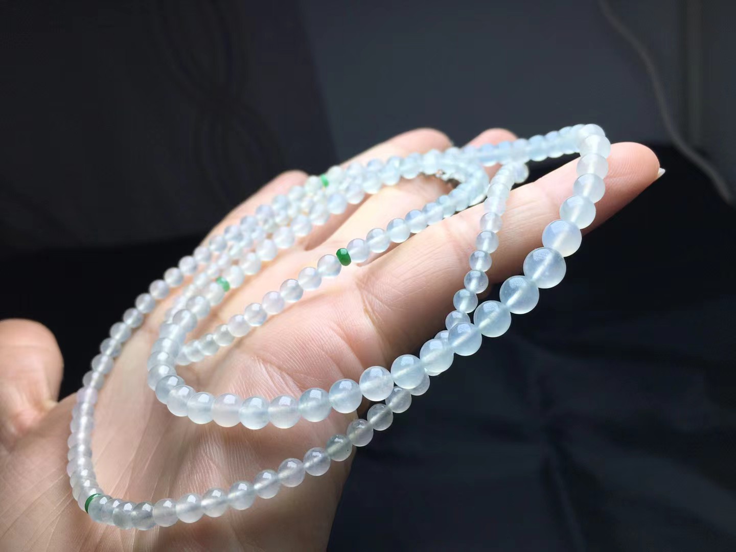 种珠链，卡5.7～3.6mm，160颗，种好，玉质细腻，均匀，通透，颗颗精选