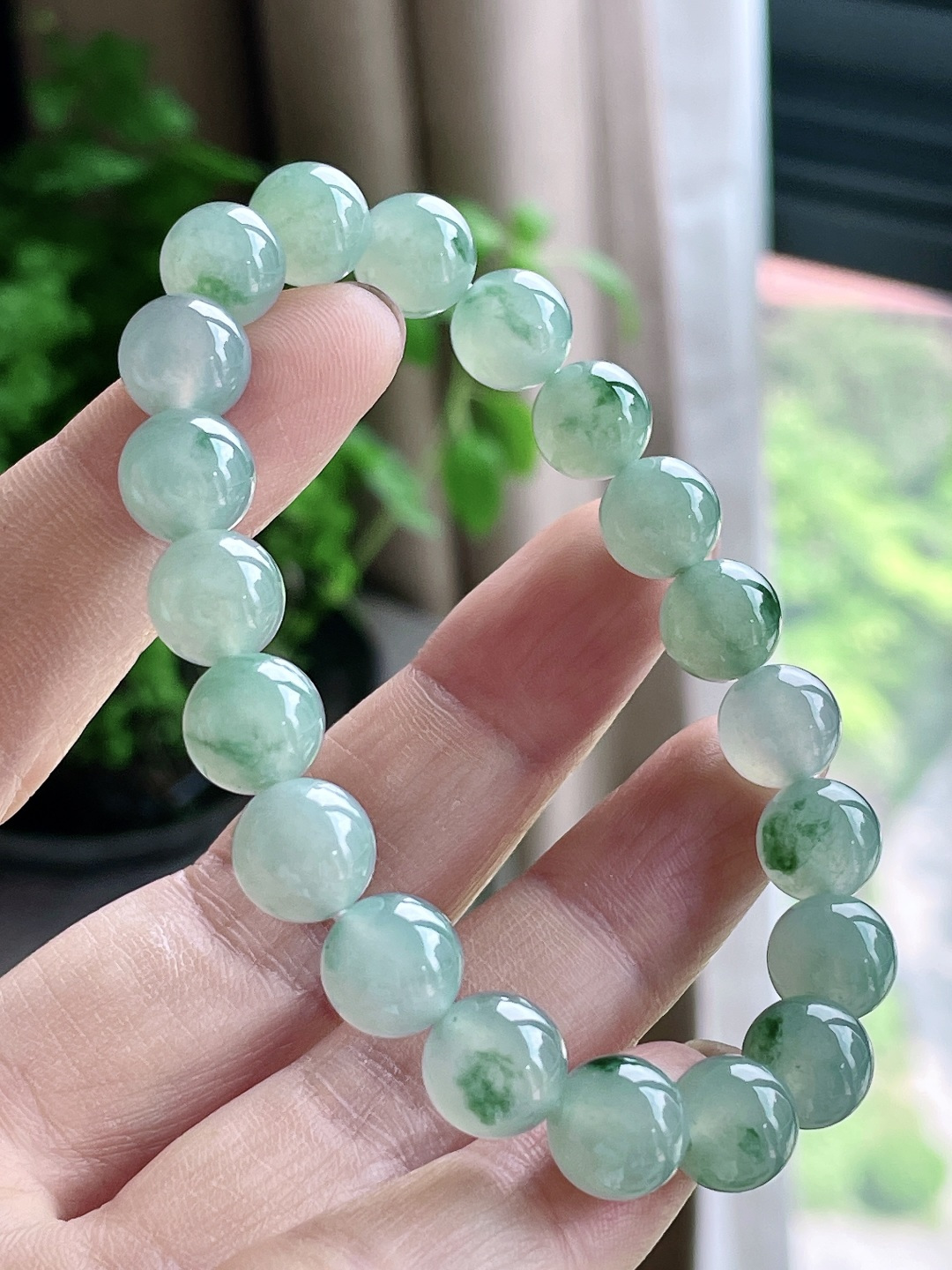 冰飘花手串圆珠珠子手串，性比高，尺寸9.3mm，重量29.2克