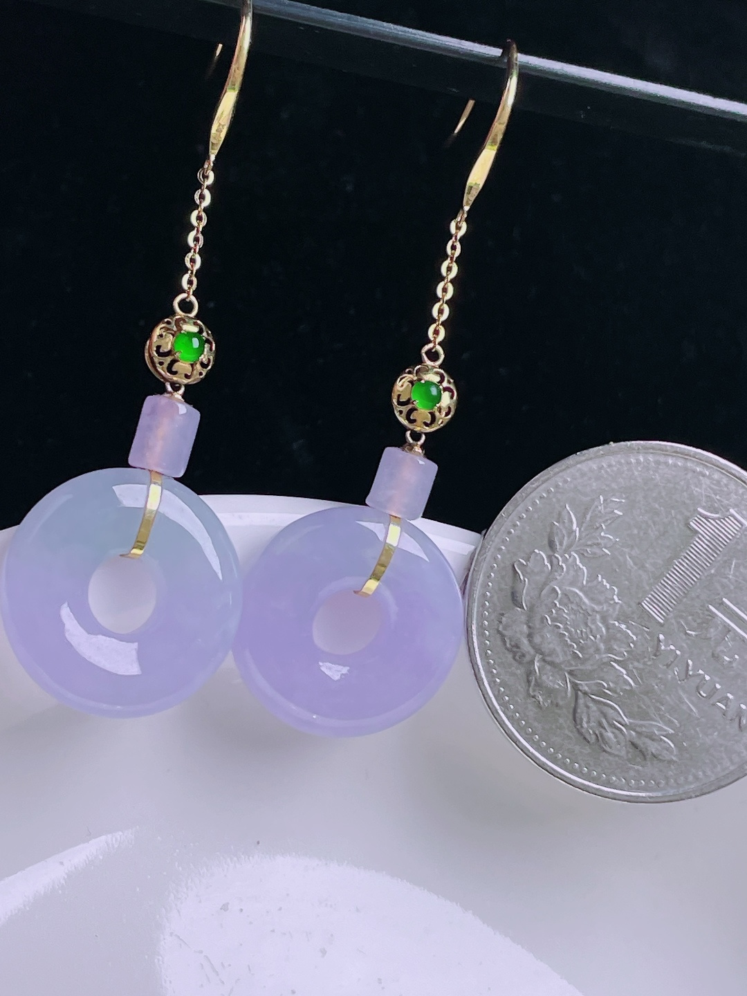 ️耳坠，18k镶嵌，老种起光，细底通透，尺寸：50裸石16.5/4mm0904