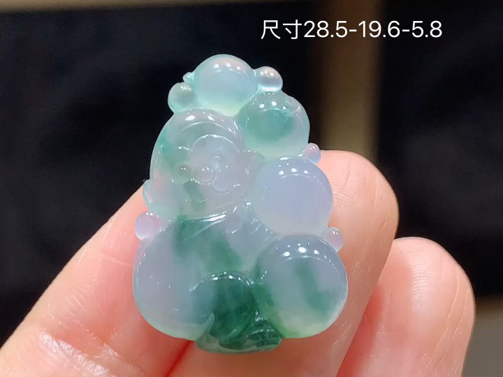 冰飘花灵猴献寿，无裂，尺寸28.5-19.6-5.8